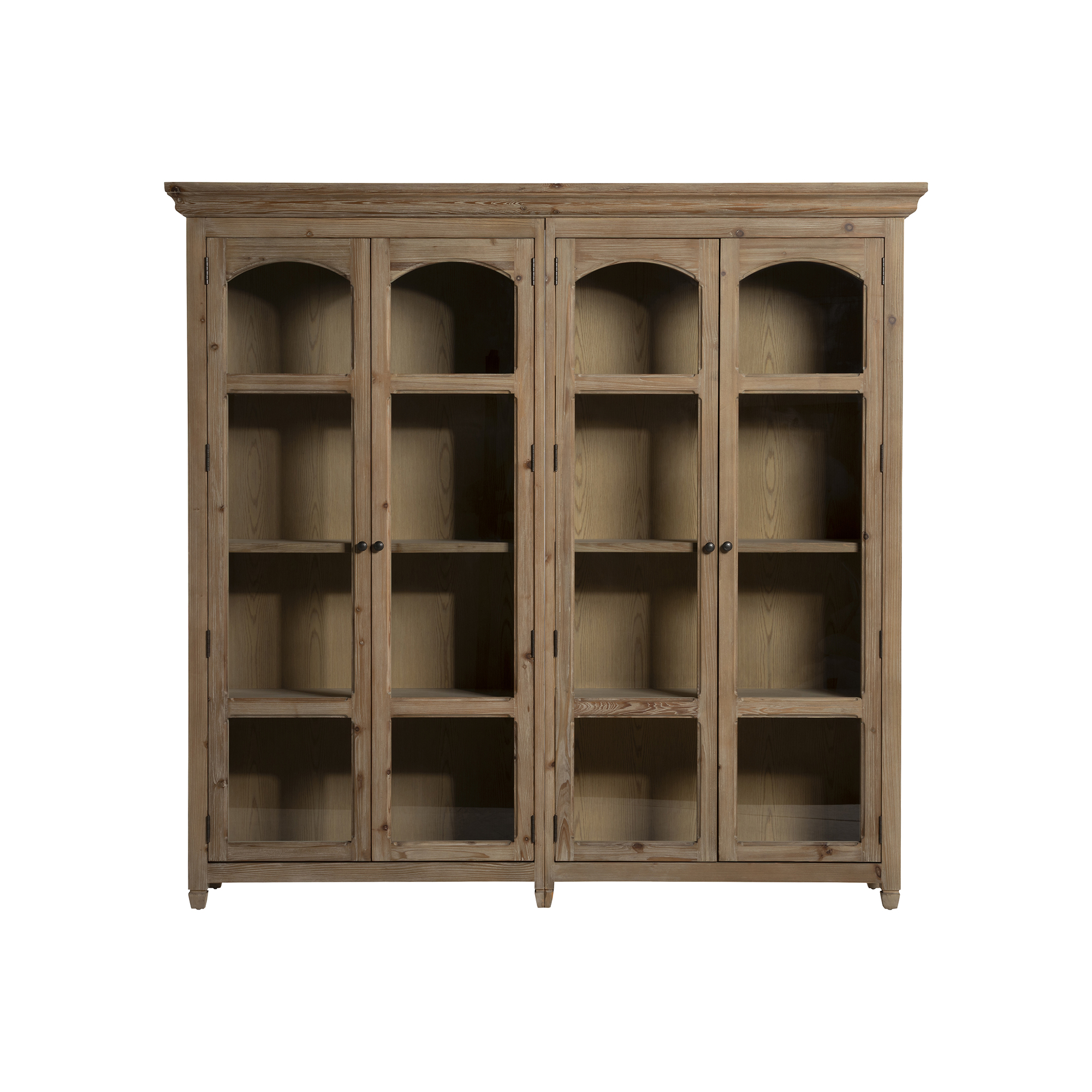 Morlin Large Display Cabinet - Smoky Grey Pine, Tempered Glass