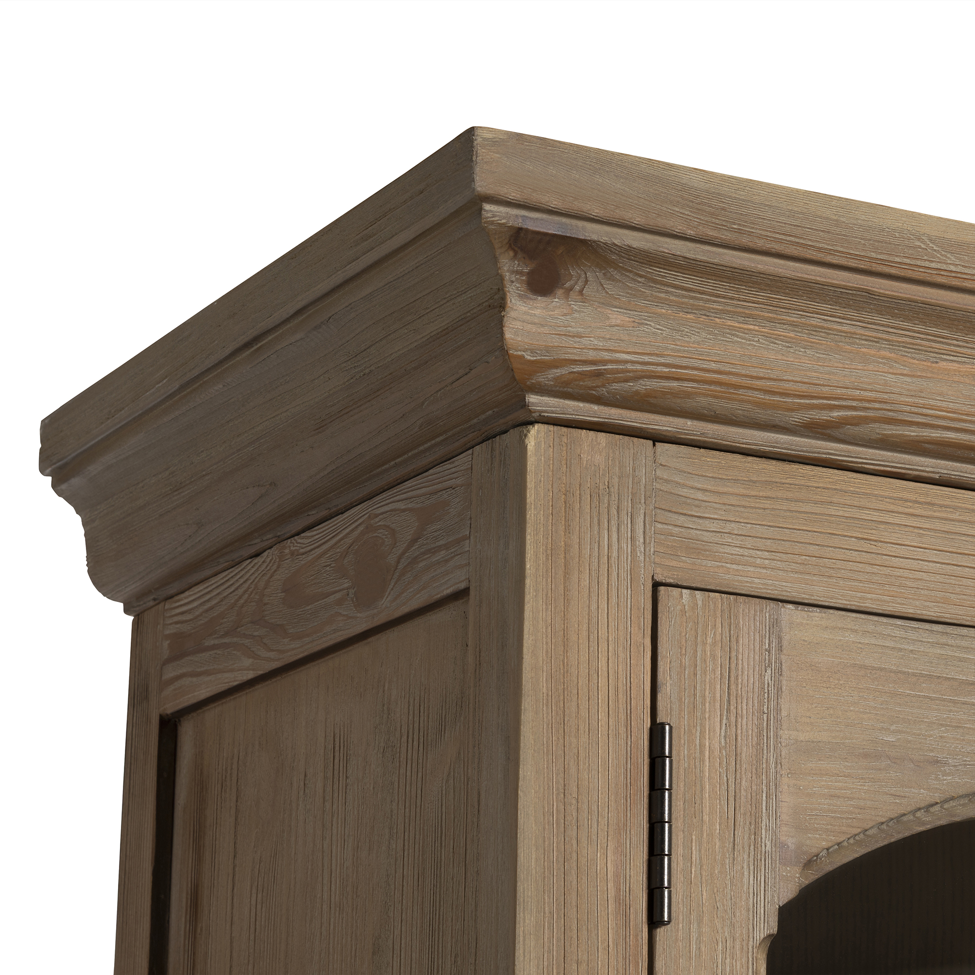 Morlin Large Display Cabinet - Smoky Grey Pine, Tempered Glass