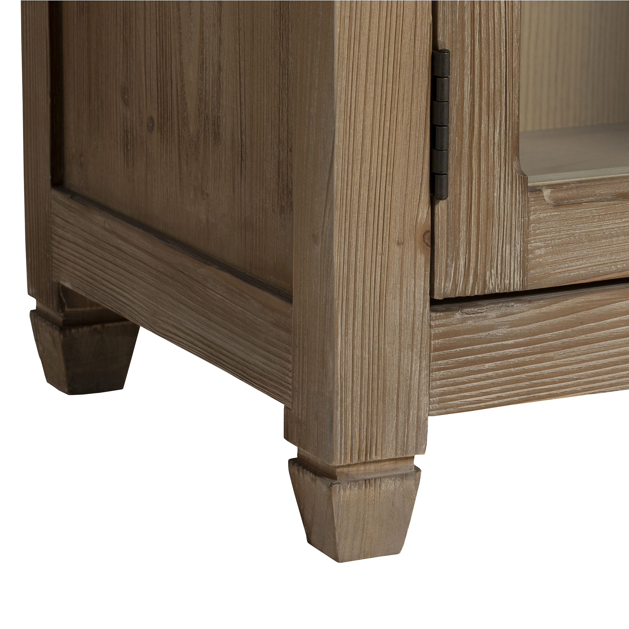 Morlin Large Display Cabinet - Smoky Grey Pine, Tempered Glass