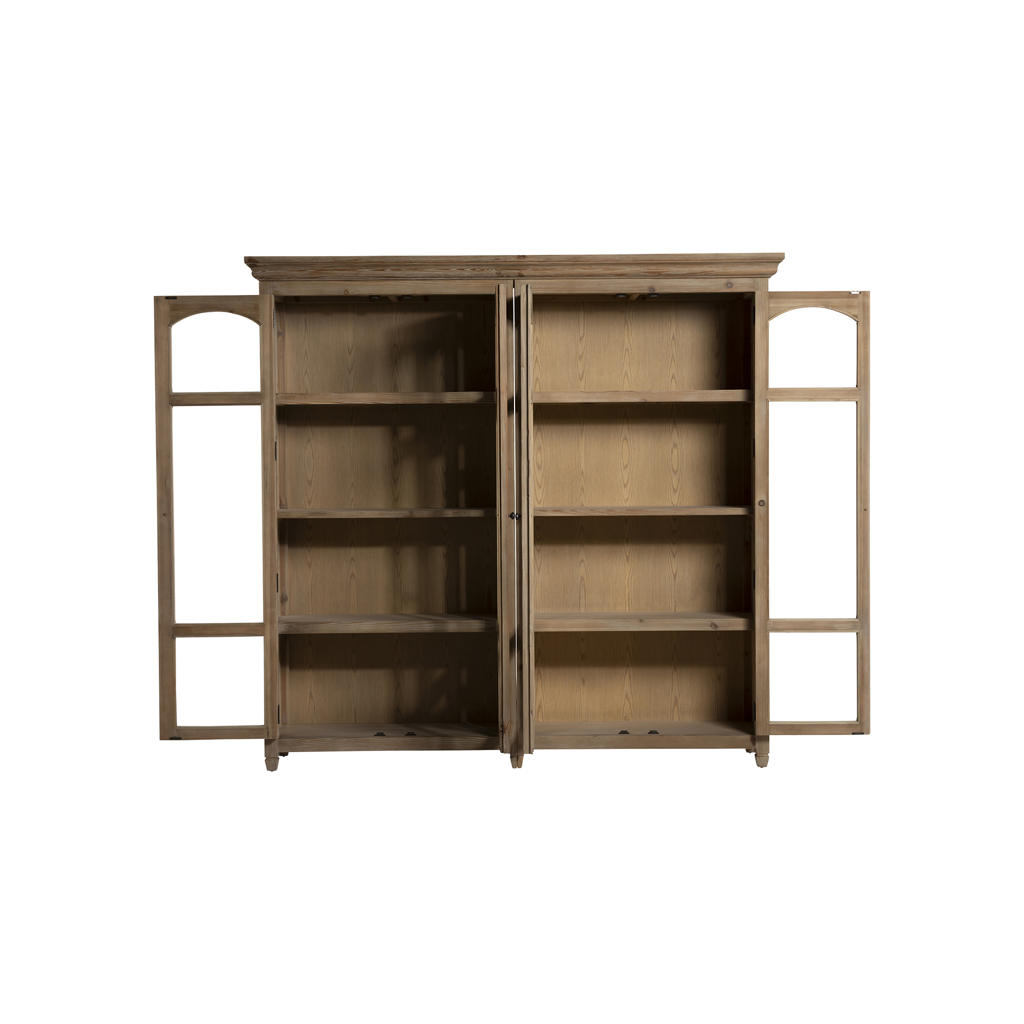 Morlin Large Display Cabinet - Smoky Grey Pine, Tempered Glass