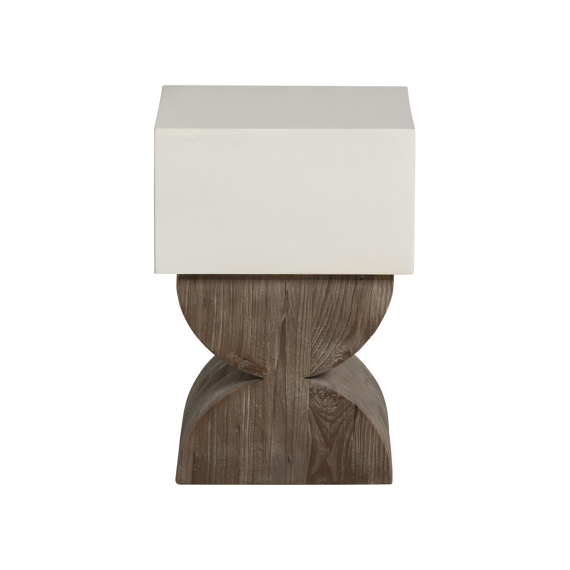 Turvey End Table - White Conrete and Recycled Pine