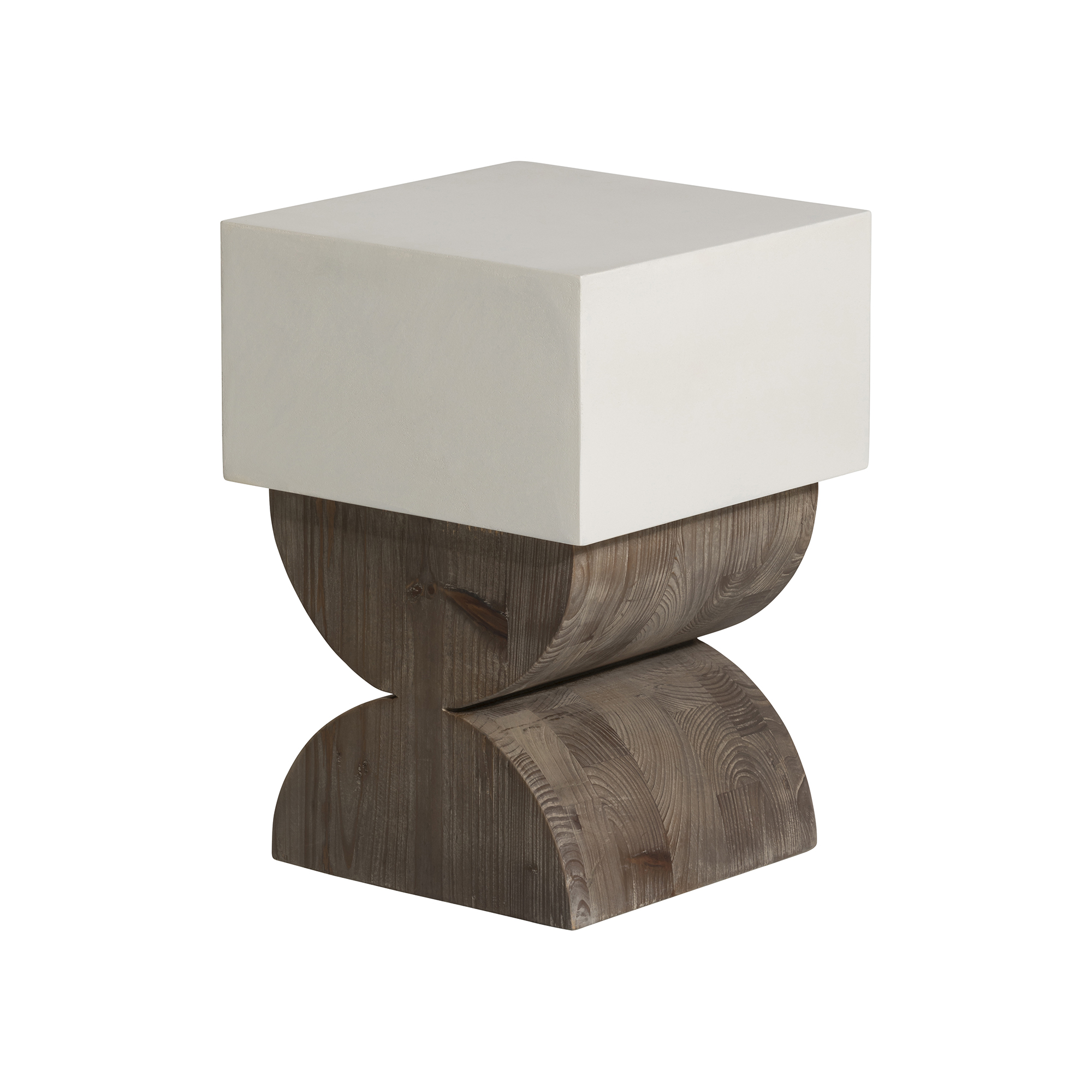 Turvey End Table - White Conrete and Recycled Pine