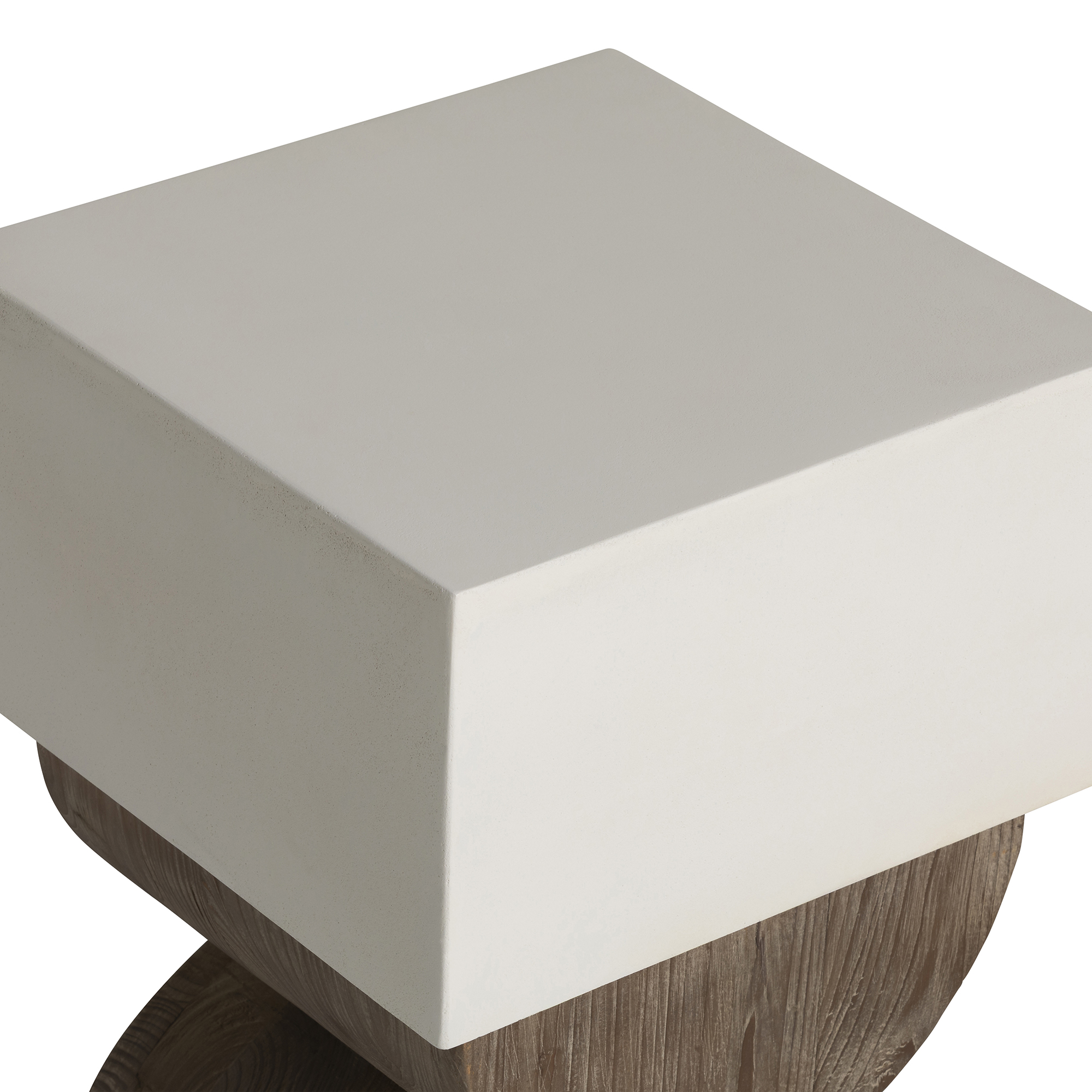 Turvey End Table - White Conrete and Recycled Pine