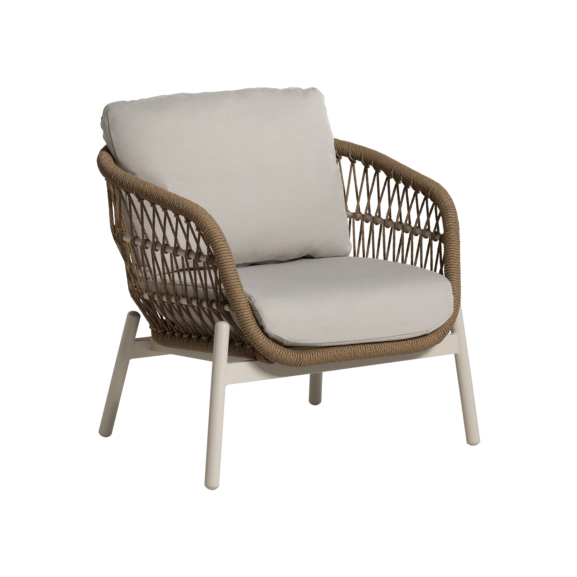 Boracay Natural Weave Ivory White Garden Lounge Set, Ivory White Metal Coconut Fabric