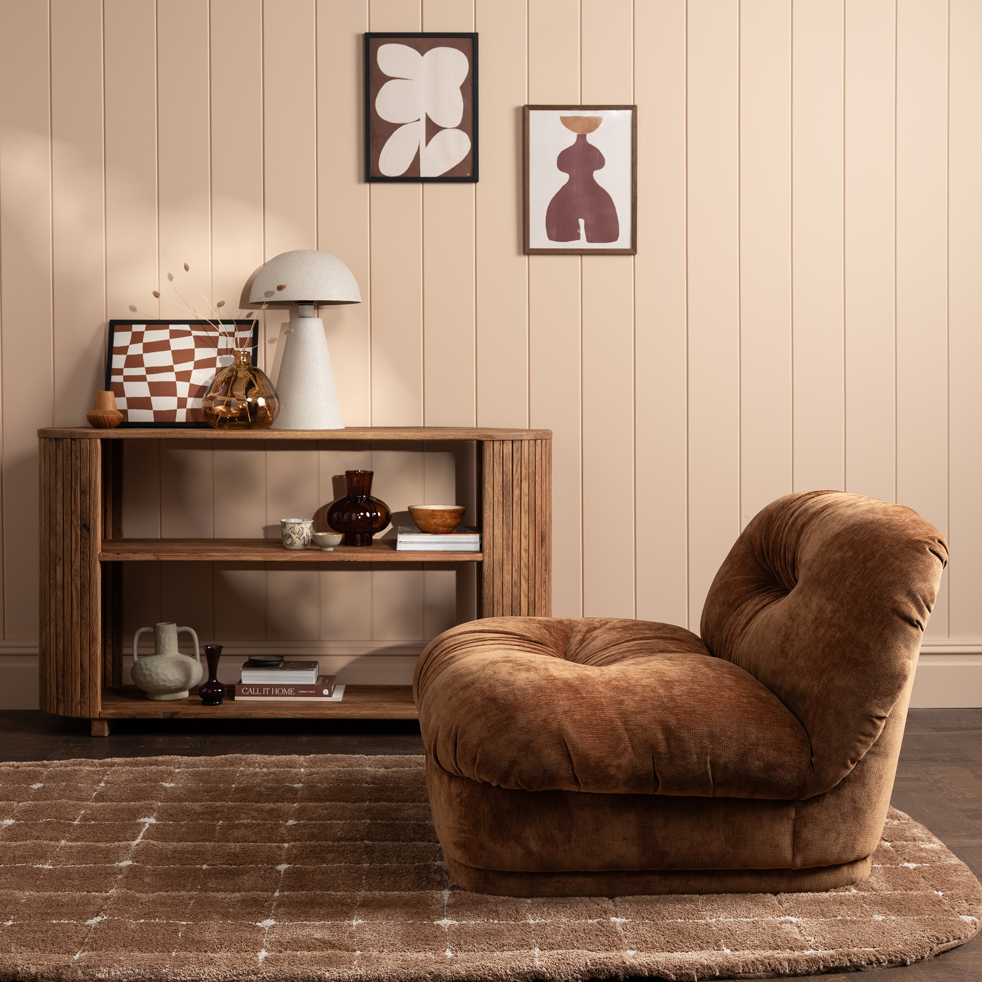 Nicolo 1 Seater in WY3315-24 Velore Bronze TC - Black Rubber Leg