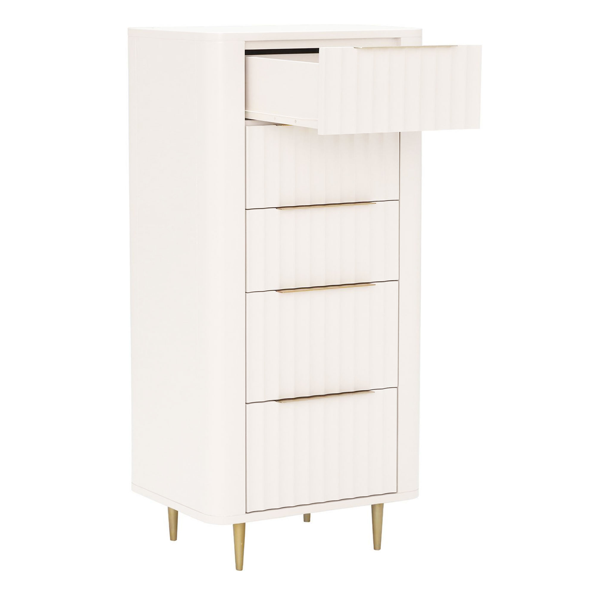 Lucia 5 Drawer Tall Chest, Painted and Lacquered Mahogany