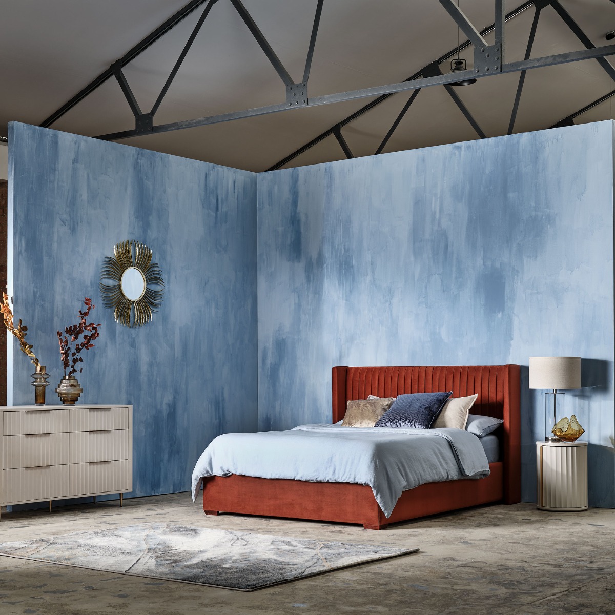 Lucia 6 Drawer Wide Chest, Painted and Lacquered Mahogany