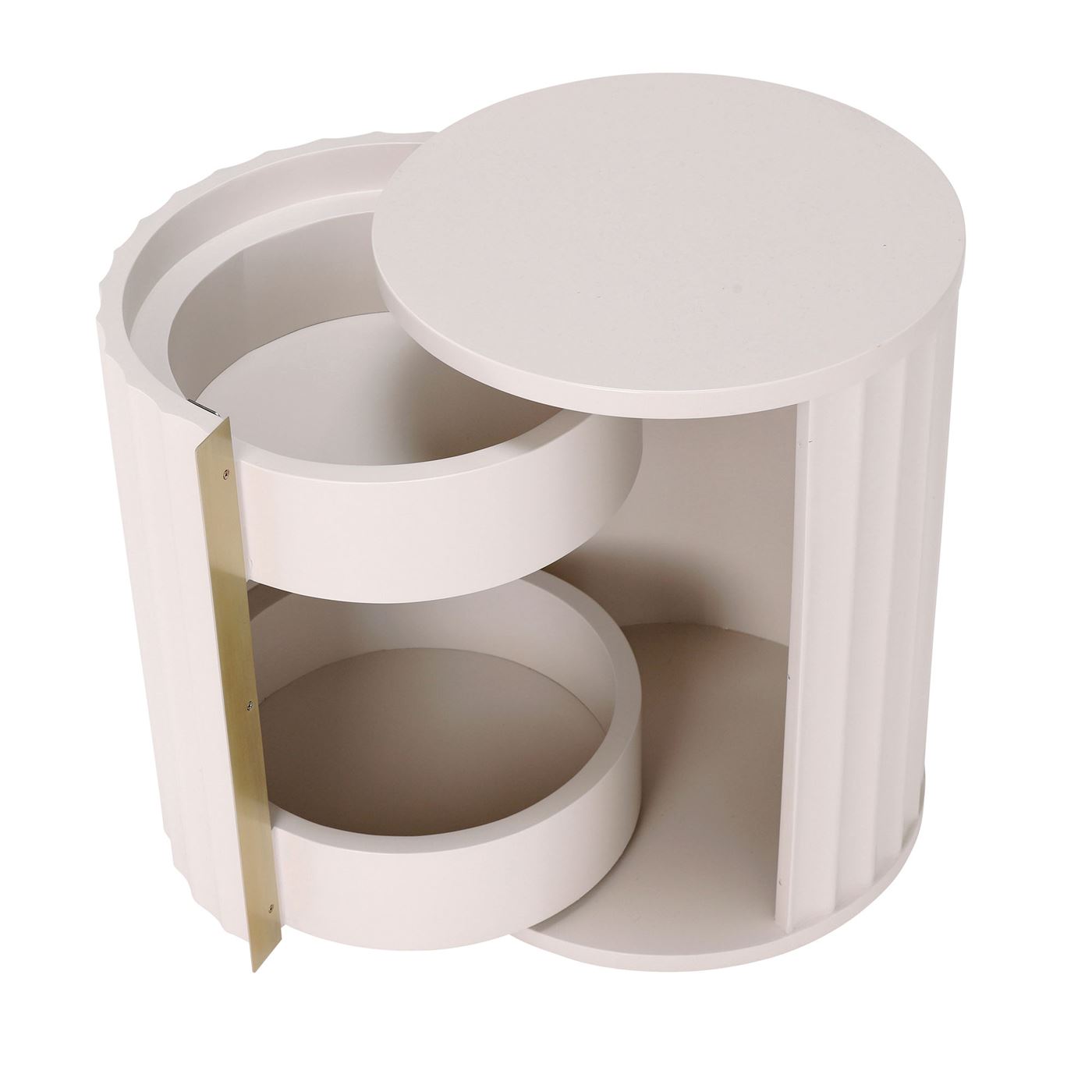 Lucia Left Hand Bedside Table, Painted and Lacquered Mahogany