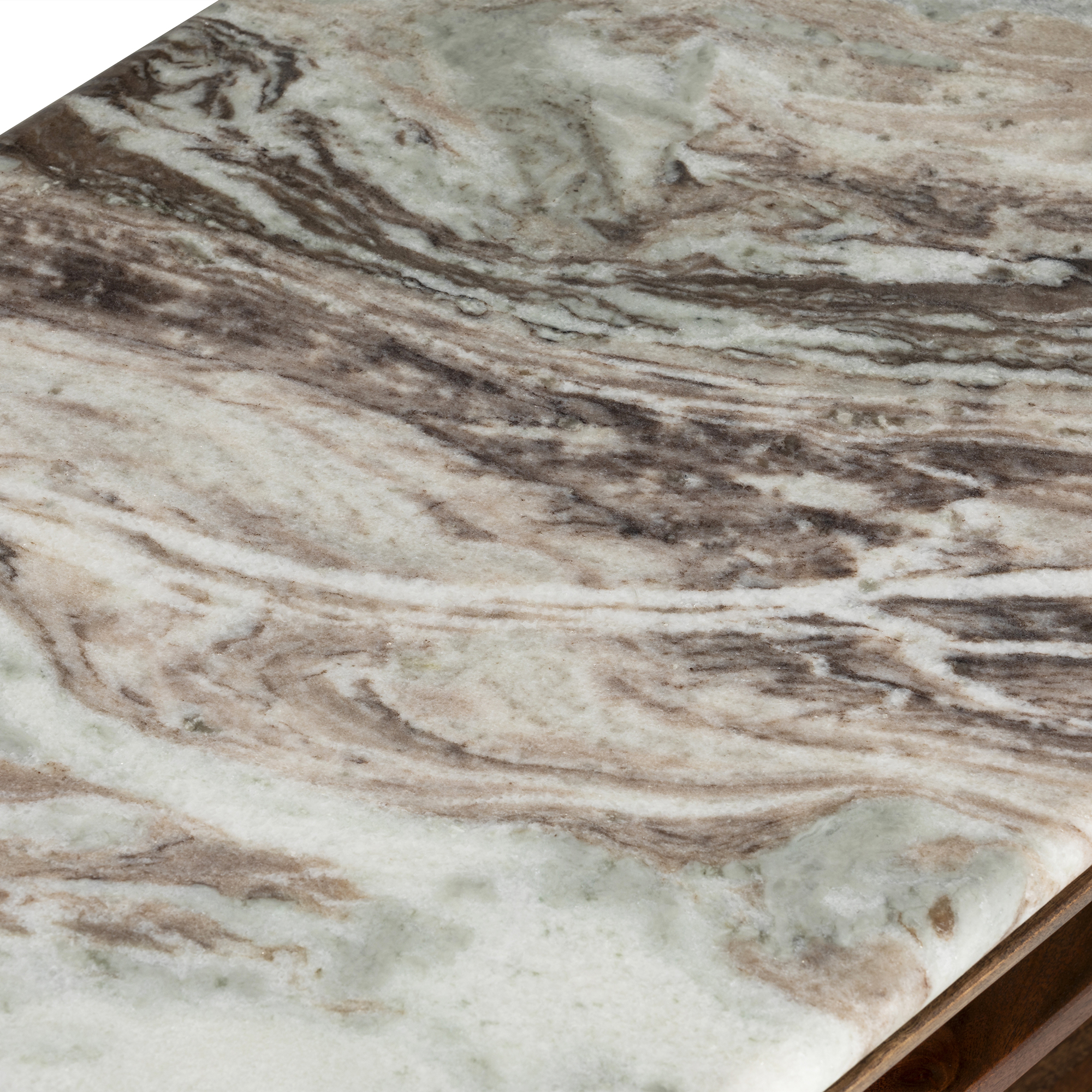 Cresta Marble Top and Acacia Wood TV Unit, Walnut Finish