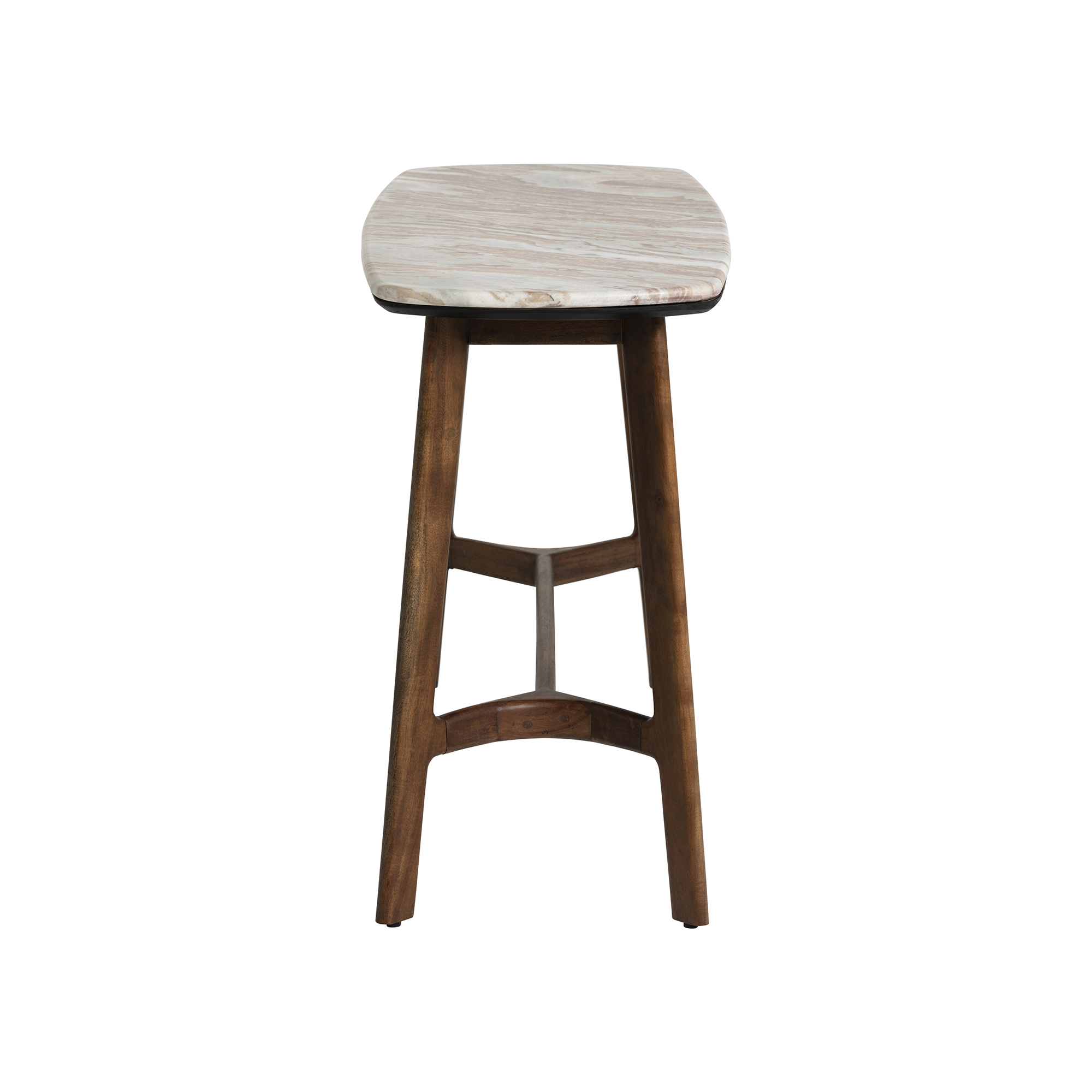 Cresta Marble Top  Console Table with Acacia Wood Base, Walnut Finish