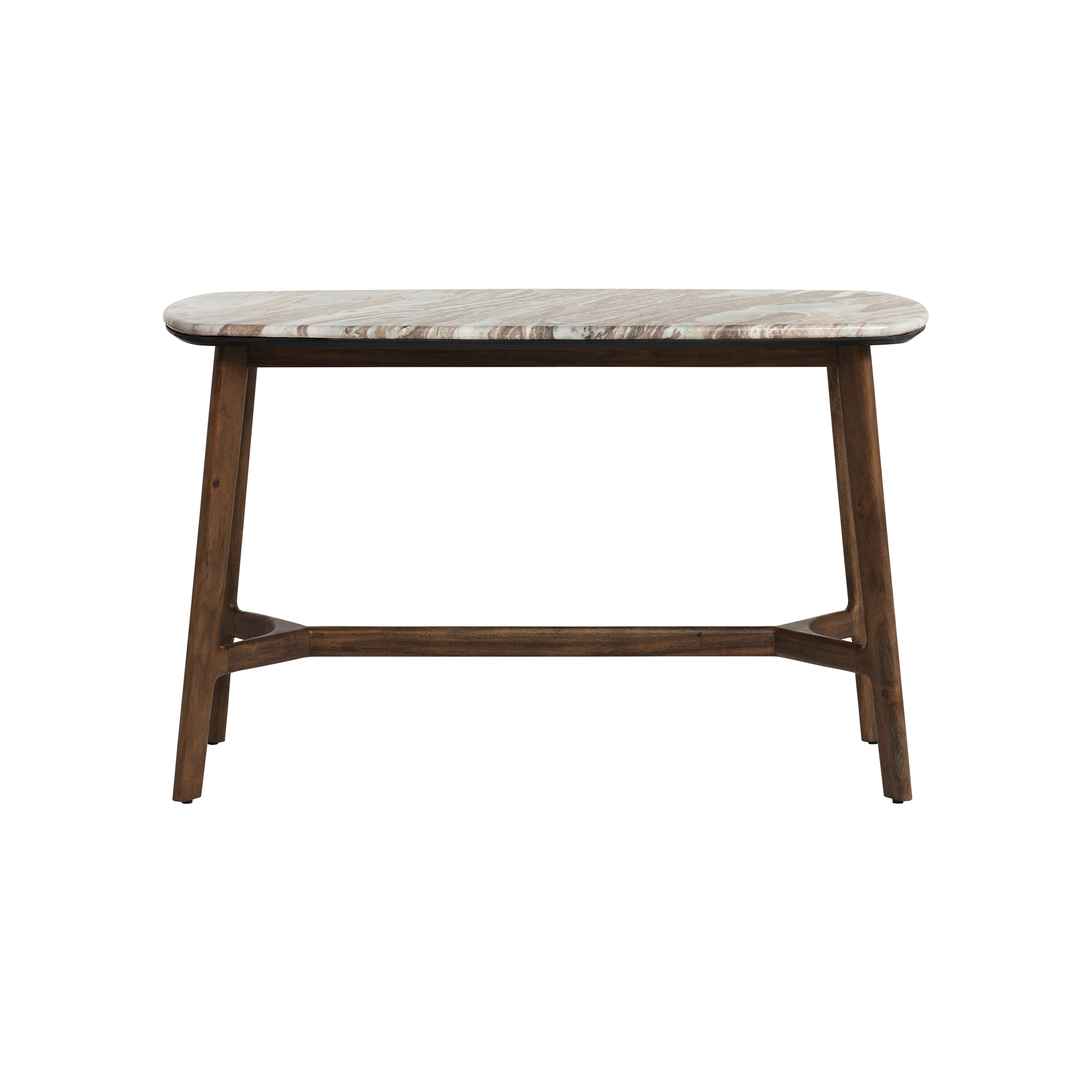 Cresta Marble Top  Console Table with Acacia Wood Base, Walnut Finish