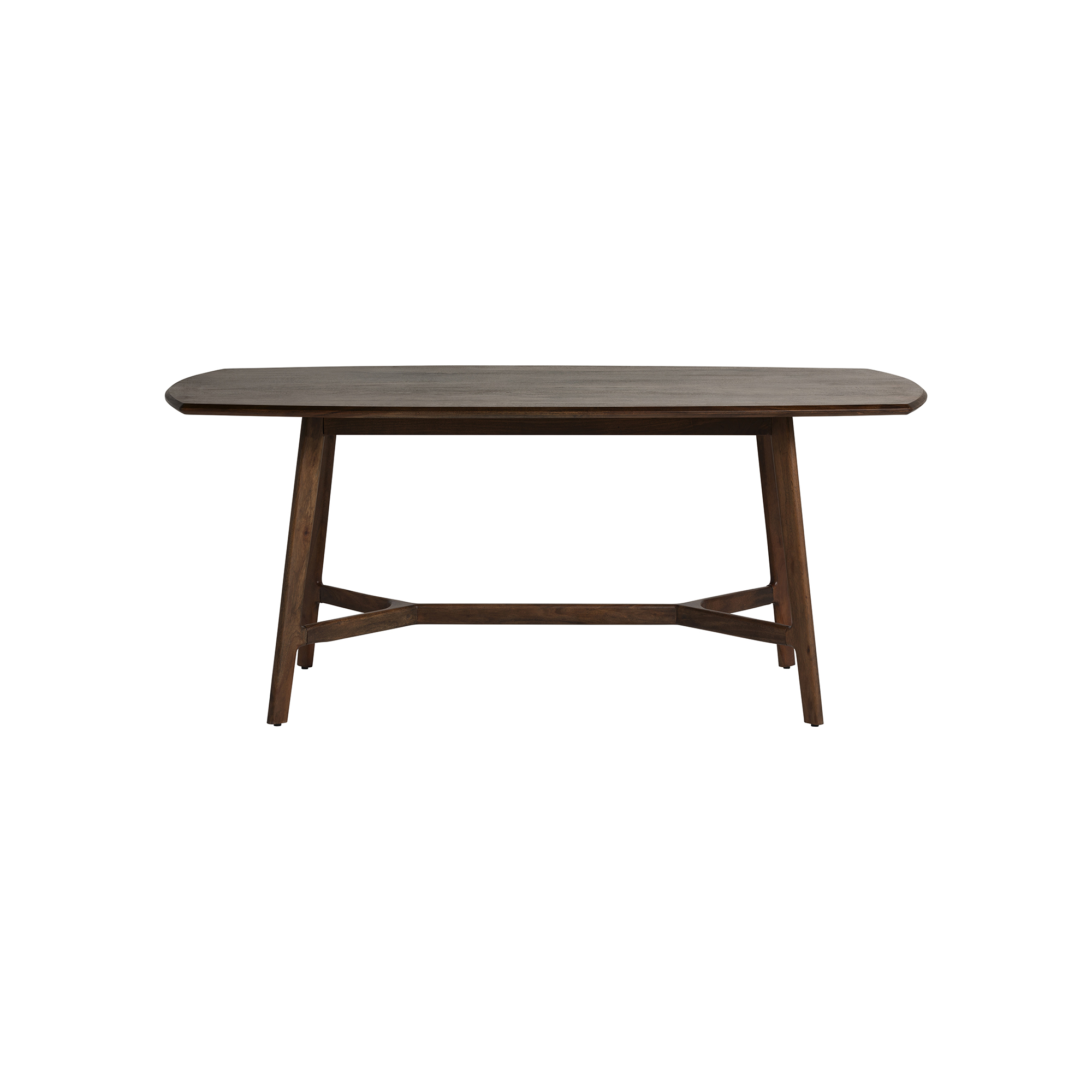 Cresta Curved Natural Wood 180cm Dining Table, Seats 4-6, Acacia wood, finished with Viso Walnut