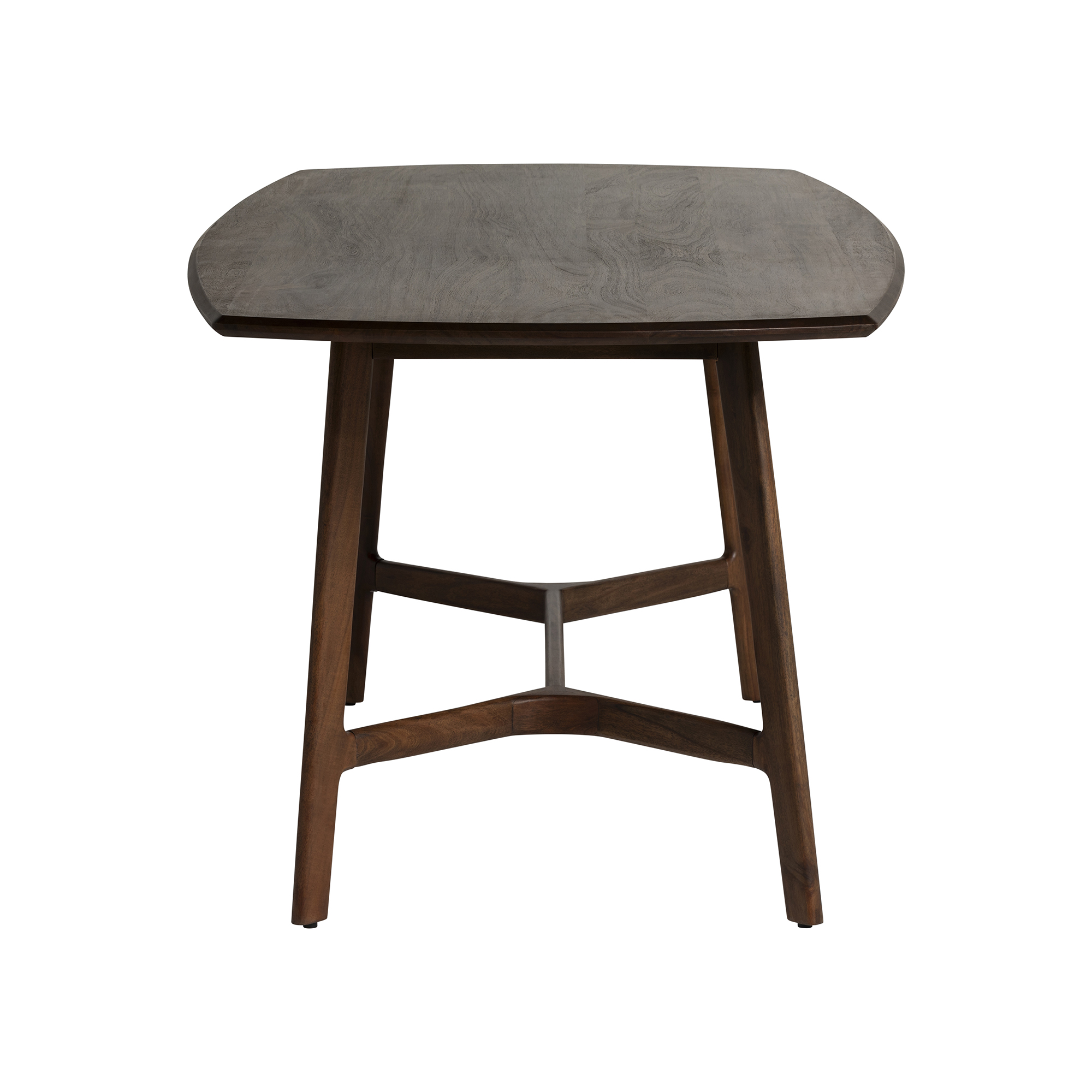 Cresta Curved Natural Wood 180cm Dining Table, Seats 4-6, Acacia wood, finished with Viso Walnut