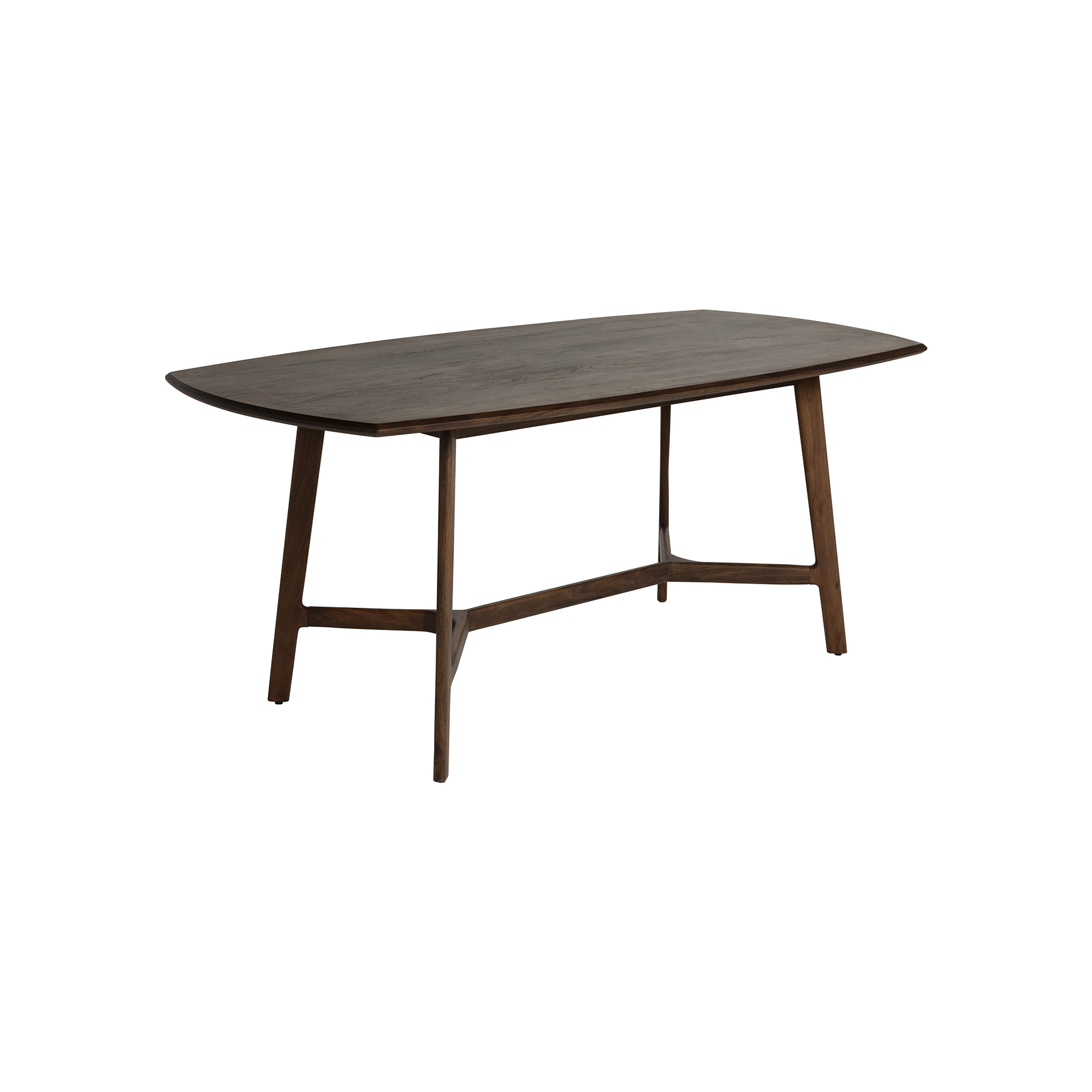 Cresta Curved Natural Wood 180cm Dining Table, Seats 4-6, Acacia wood, finished with Viso Walnut