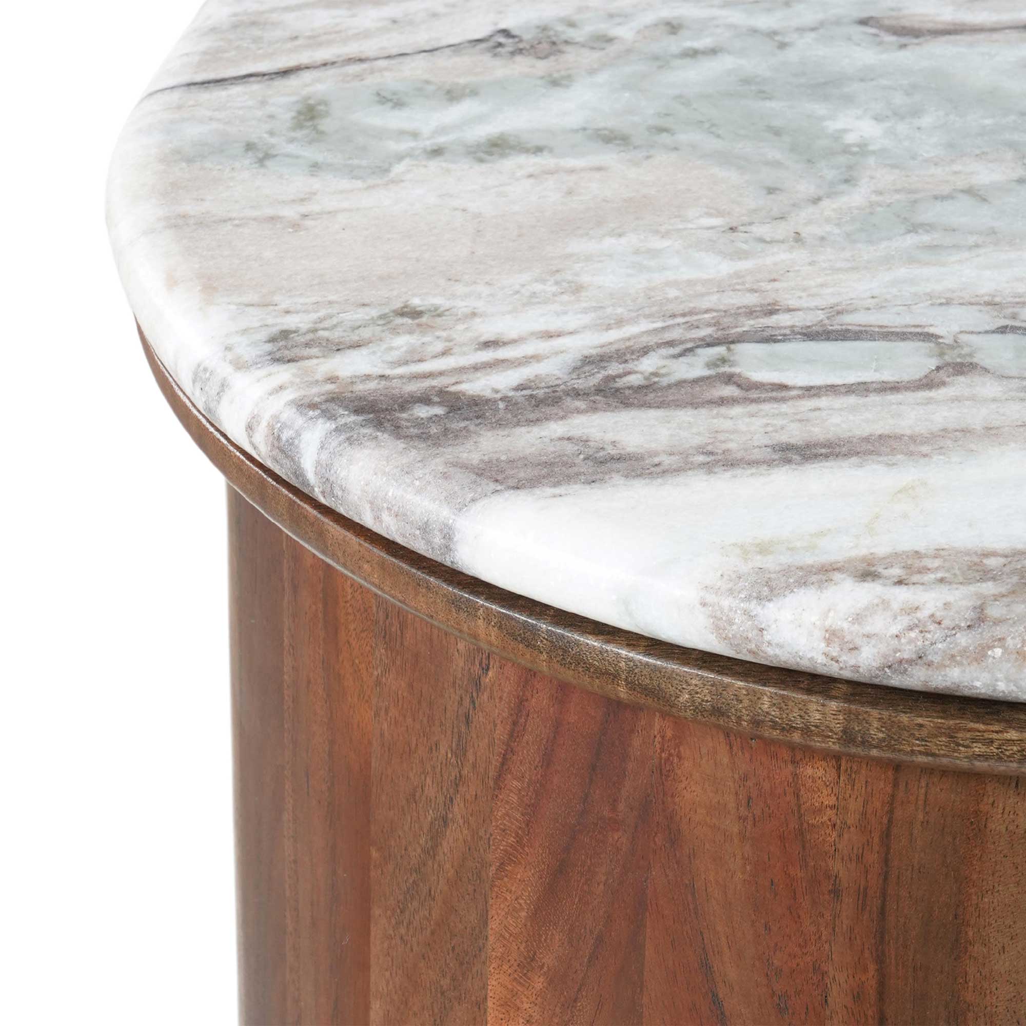 Cresta Marble 4 Door Sideboard with Acacia Wood Base, Sanwar marble and Acacia wood, finished with Viso Walnut