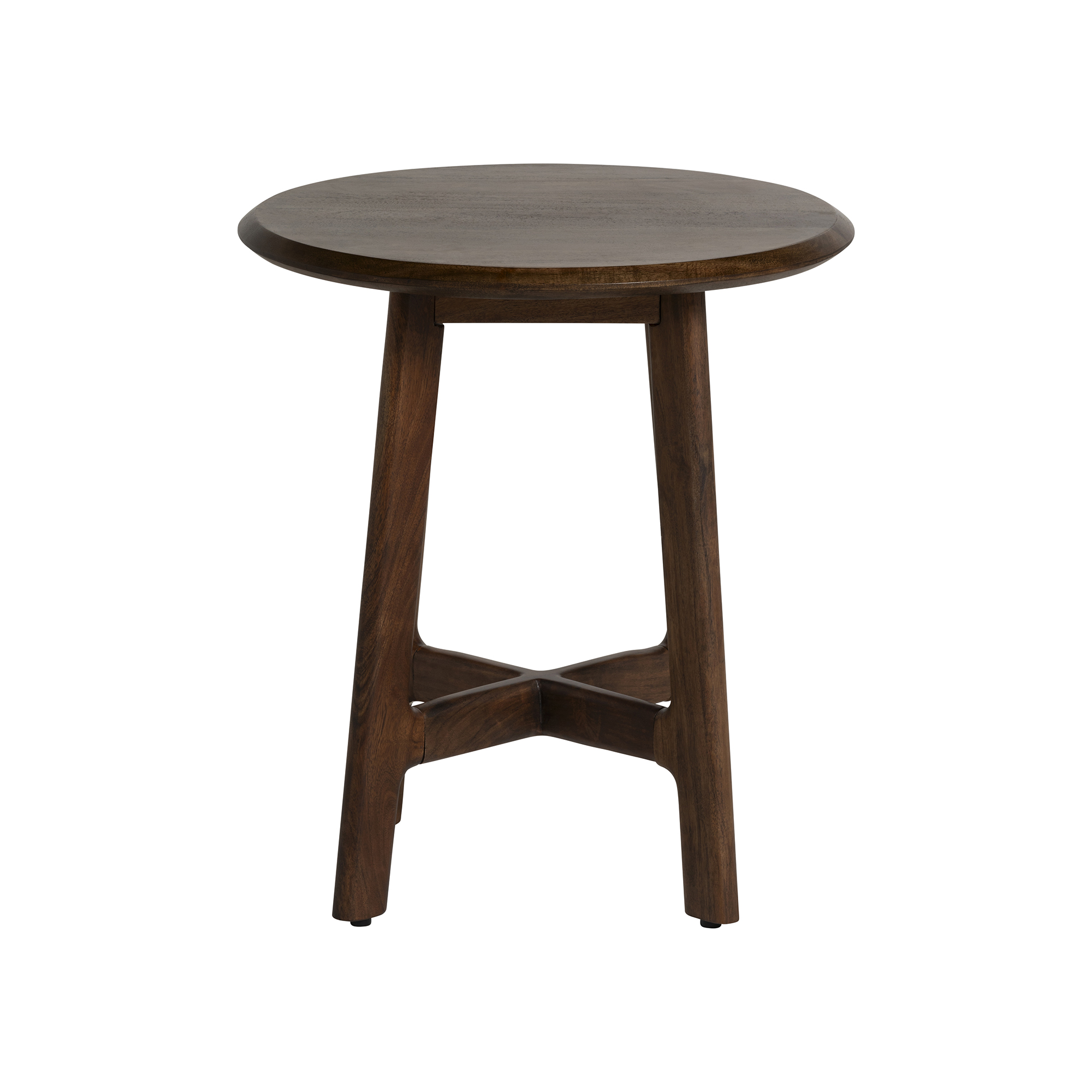Cresta Round Acacia Wood Side Table, Walnut Finish