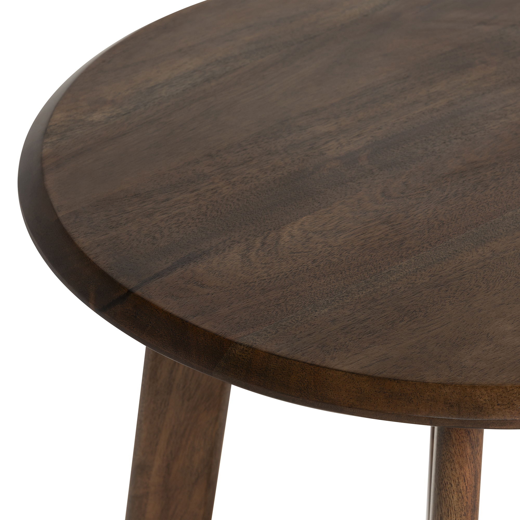 Cresta Round Acacia Wood Side Table, Walnut Finish