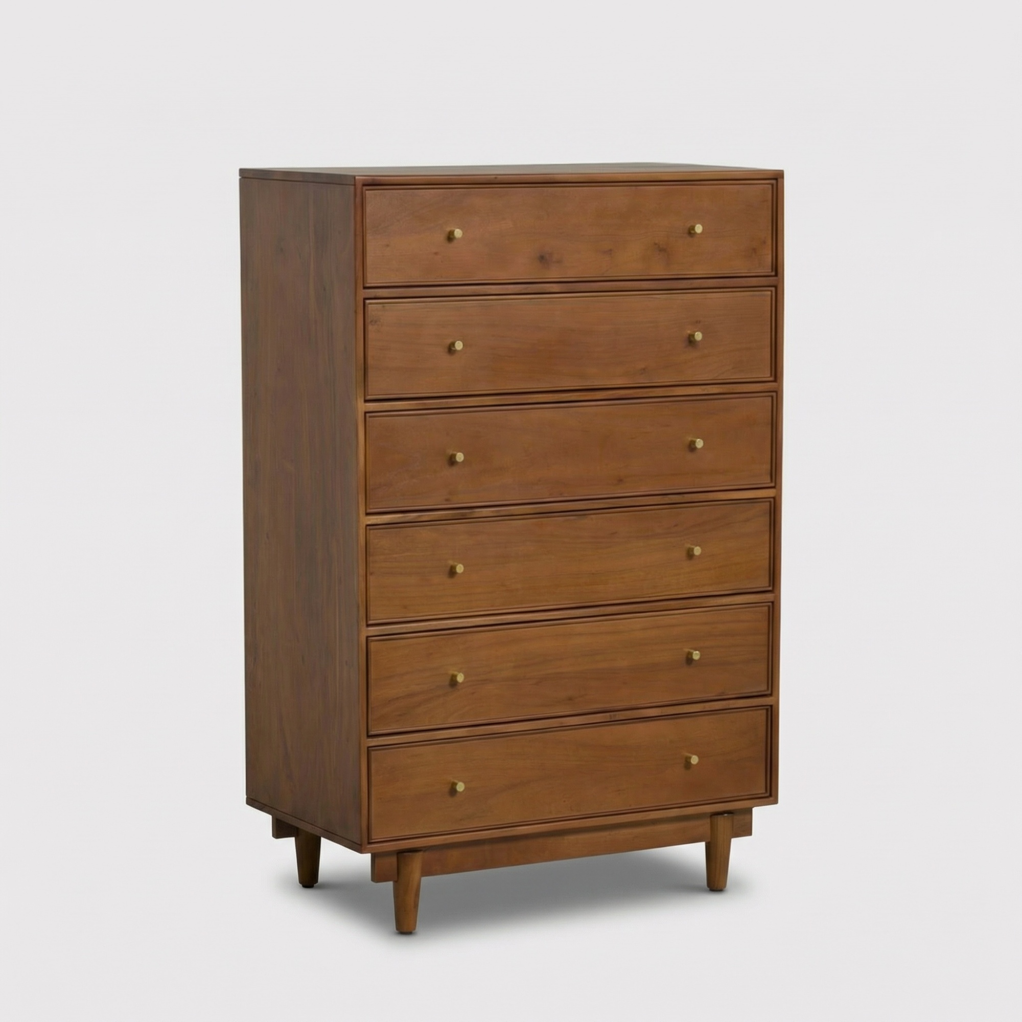 Sendai Acacia Wood Wide 6 Drawer Tallboy