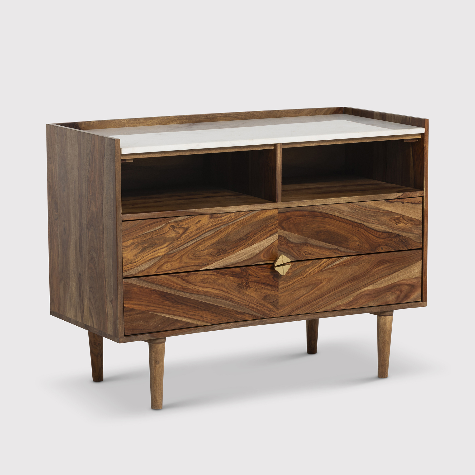 Vida Chest of Drawers in Natural Sheesham wood and White Marble