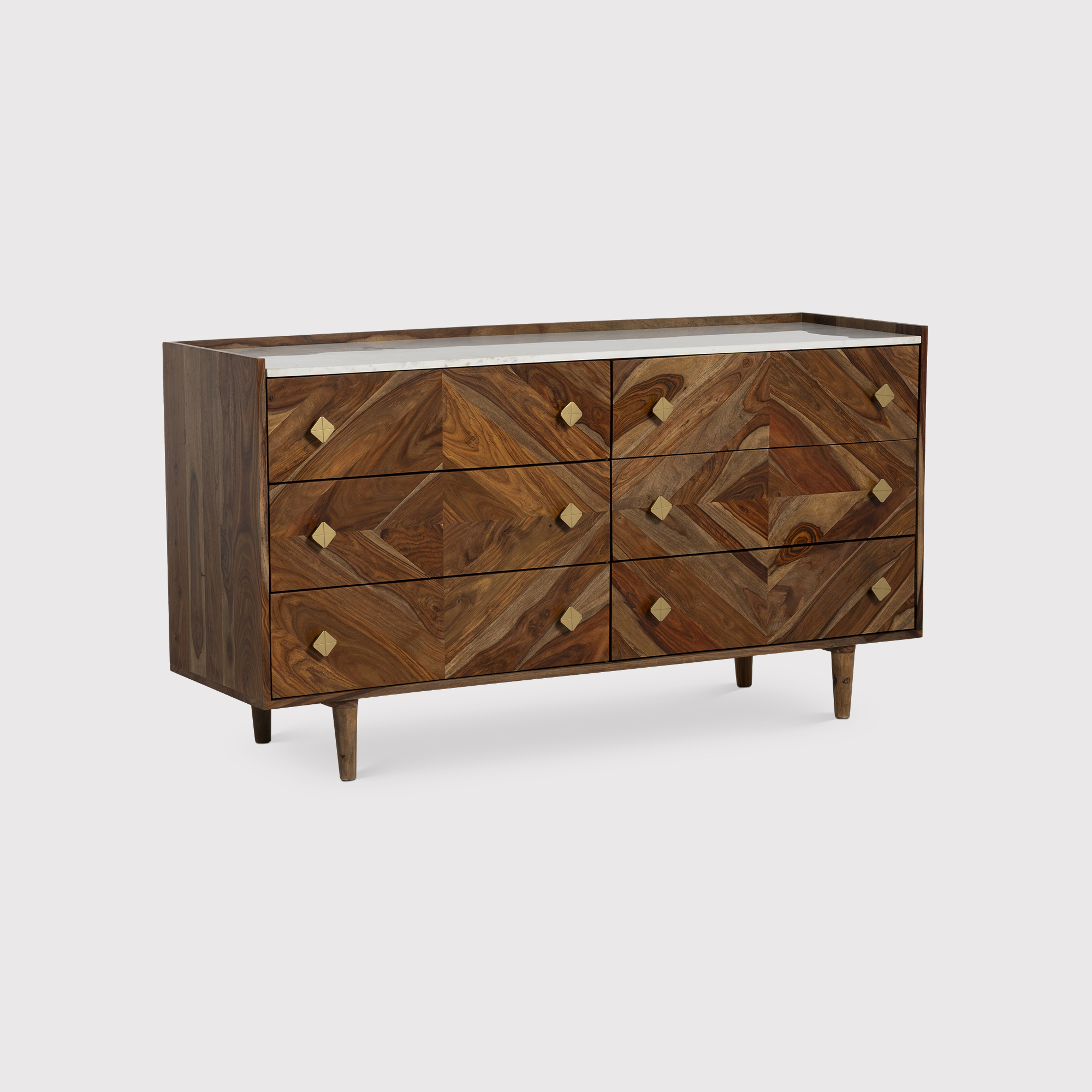 Vida Dresser in Natural Sheesham Wood and Marble