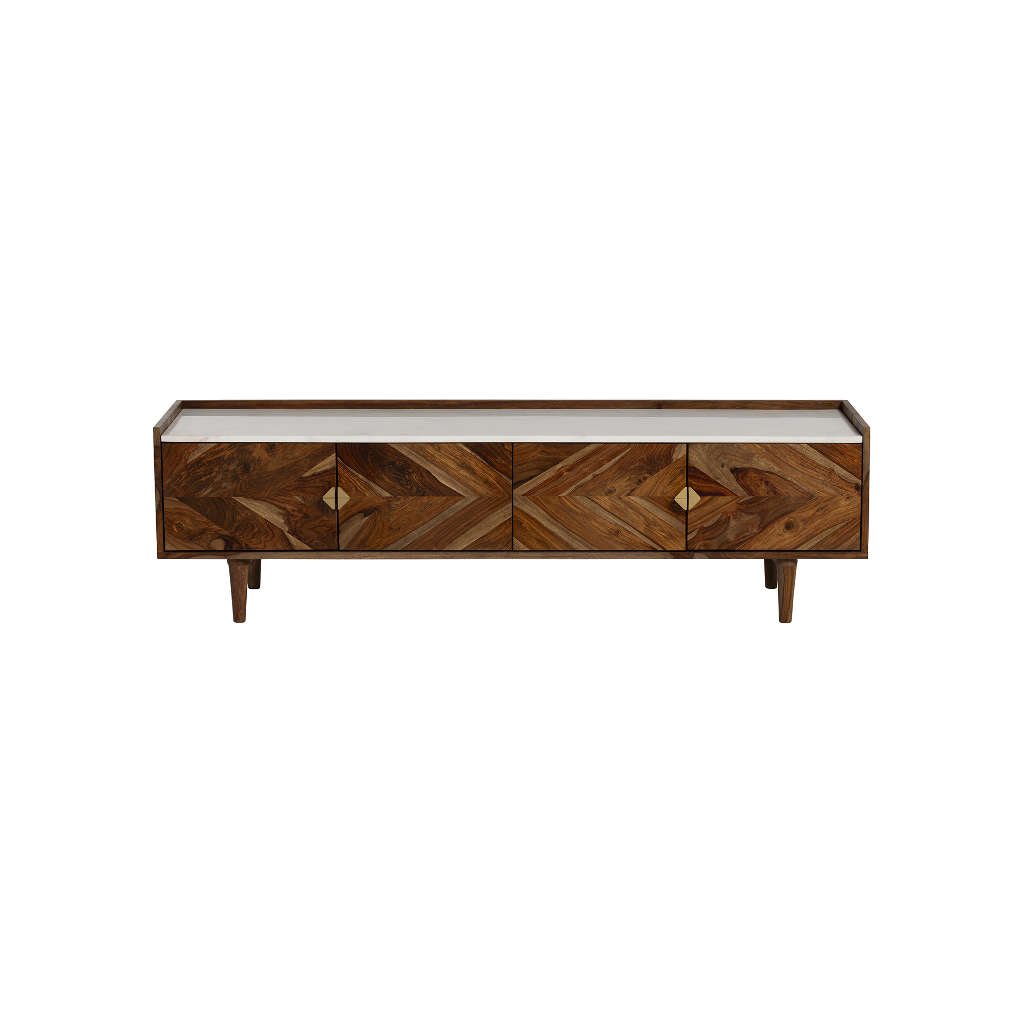 Vida TV Unit in Natural Sheesham Wood and Marble