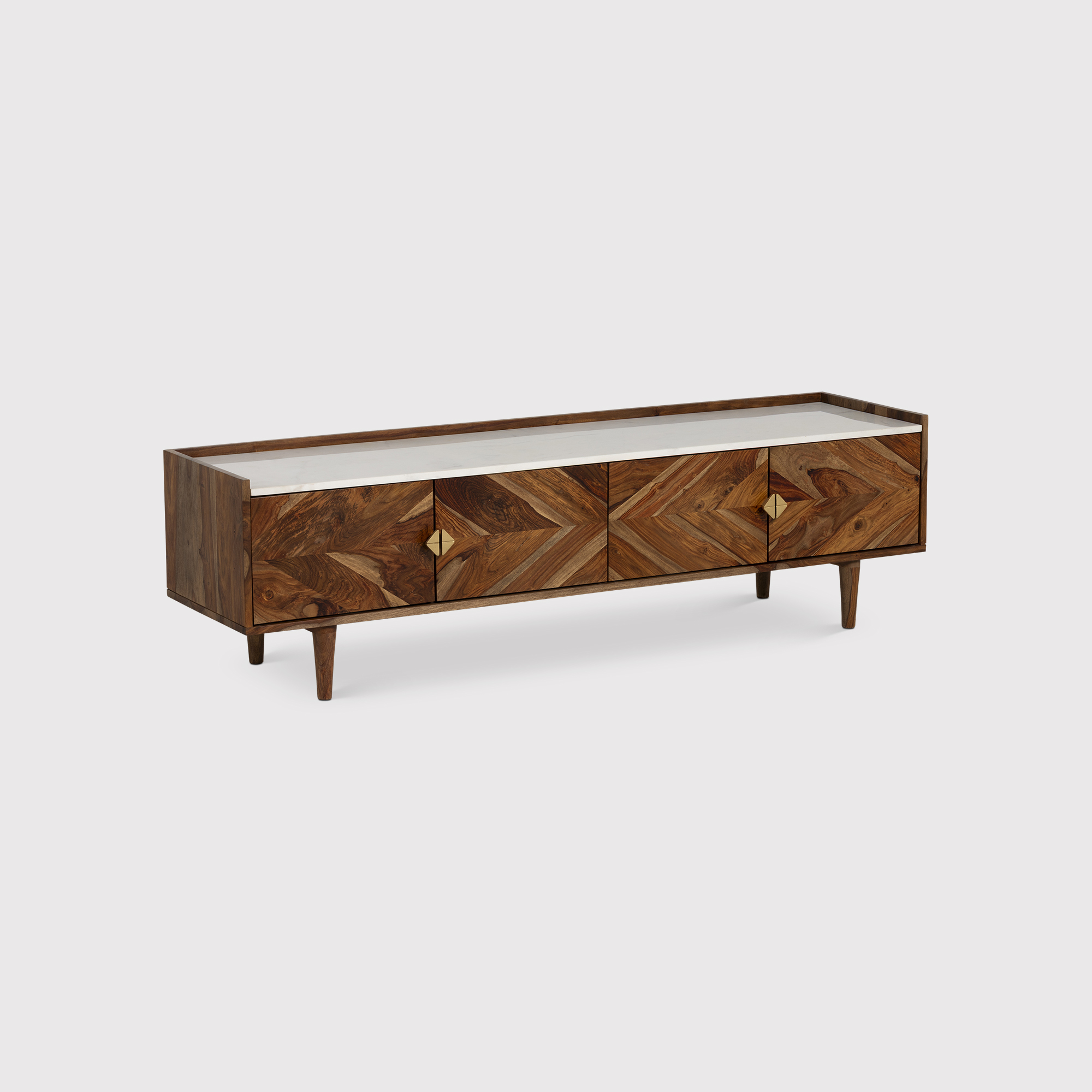 Vida TV Unit in Natural Sheesham Wood and Marble