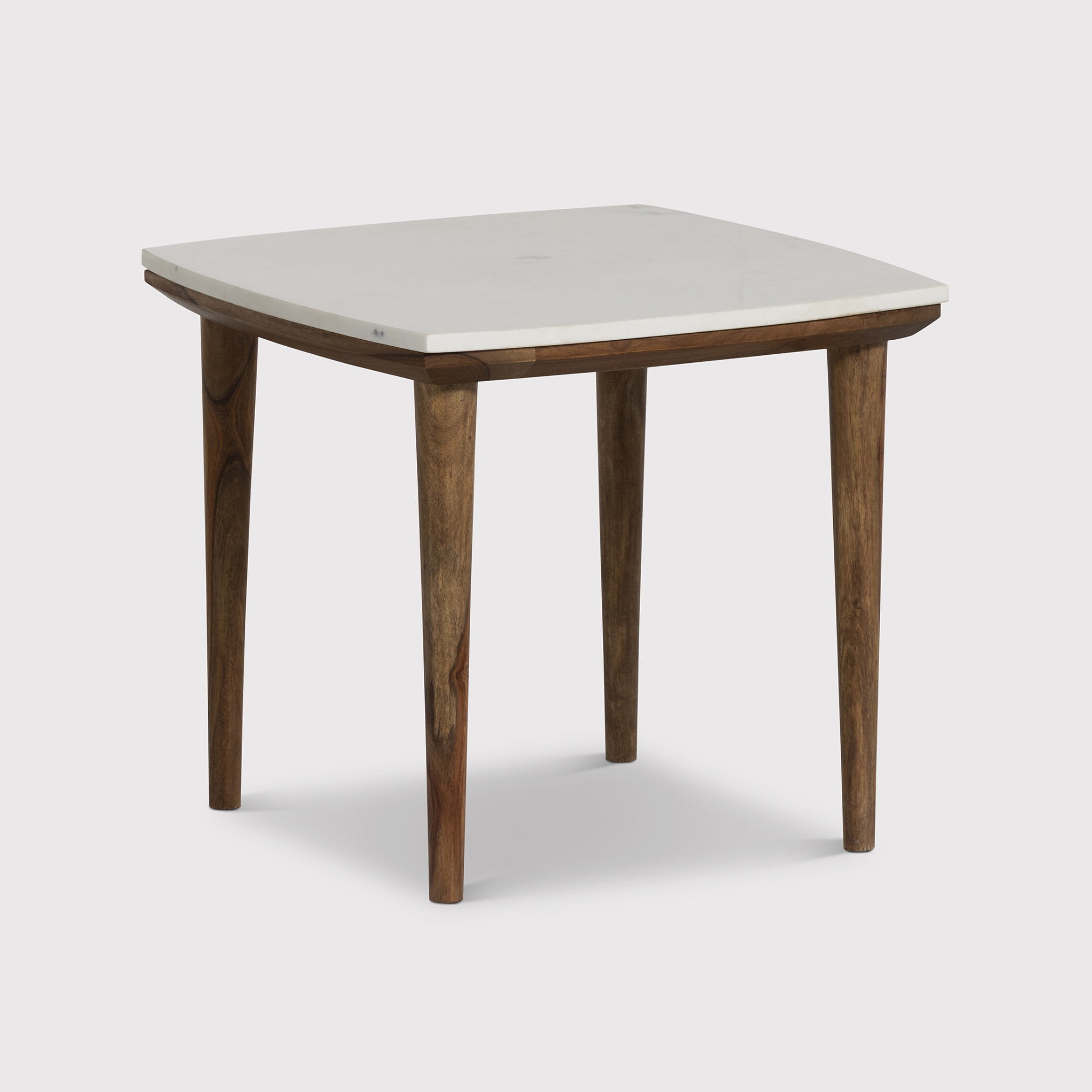 Vida Side Table in Natural Sheesham Wood and Marble
