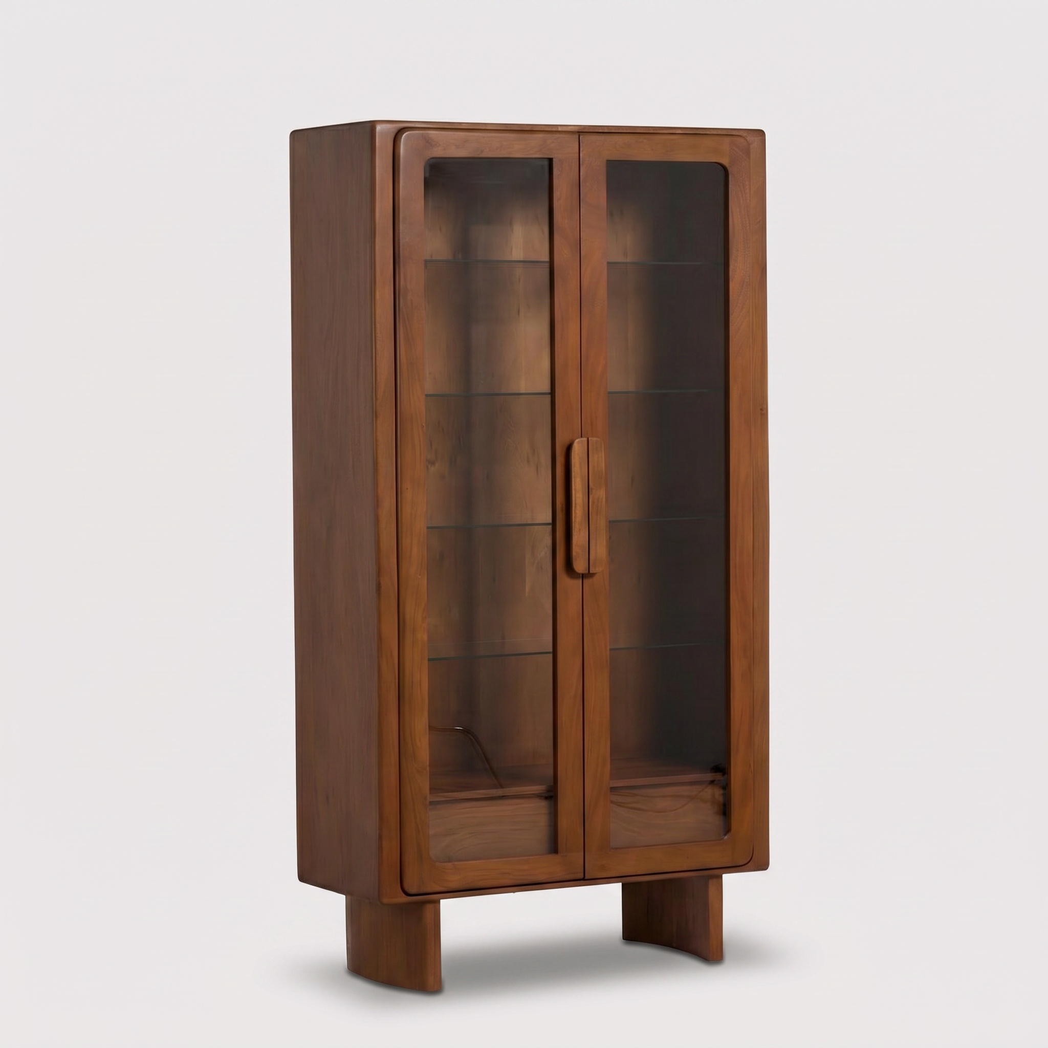 Zerina Light Acacia Wood 2 Glass Door Cabinet