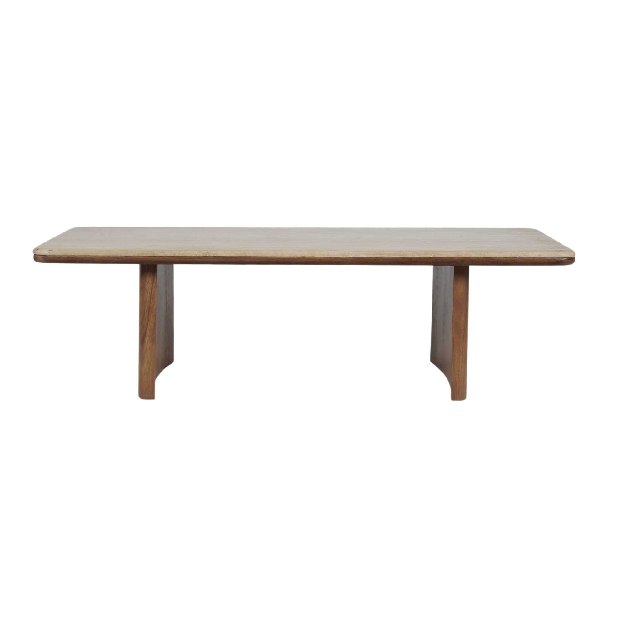 Zerina Light Acacia Wood Coffee Table with Travertine Top