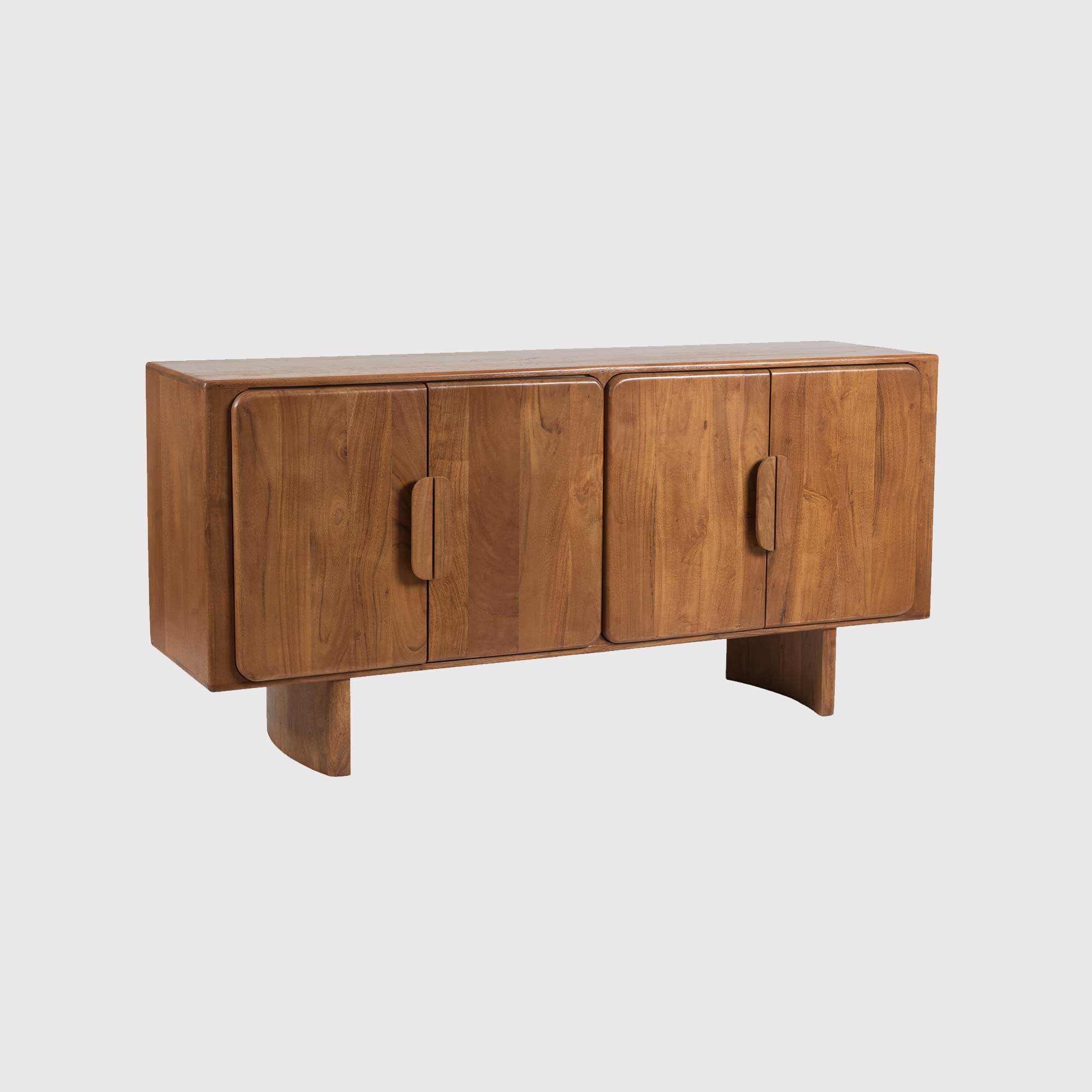 Zerina Light Acacia Wood 4 Doors Sideboard