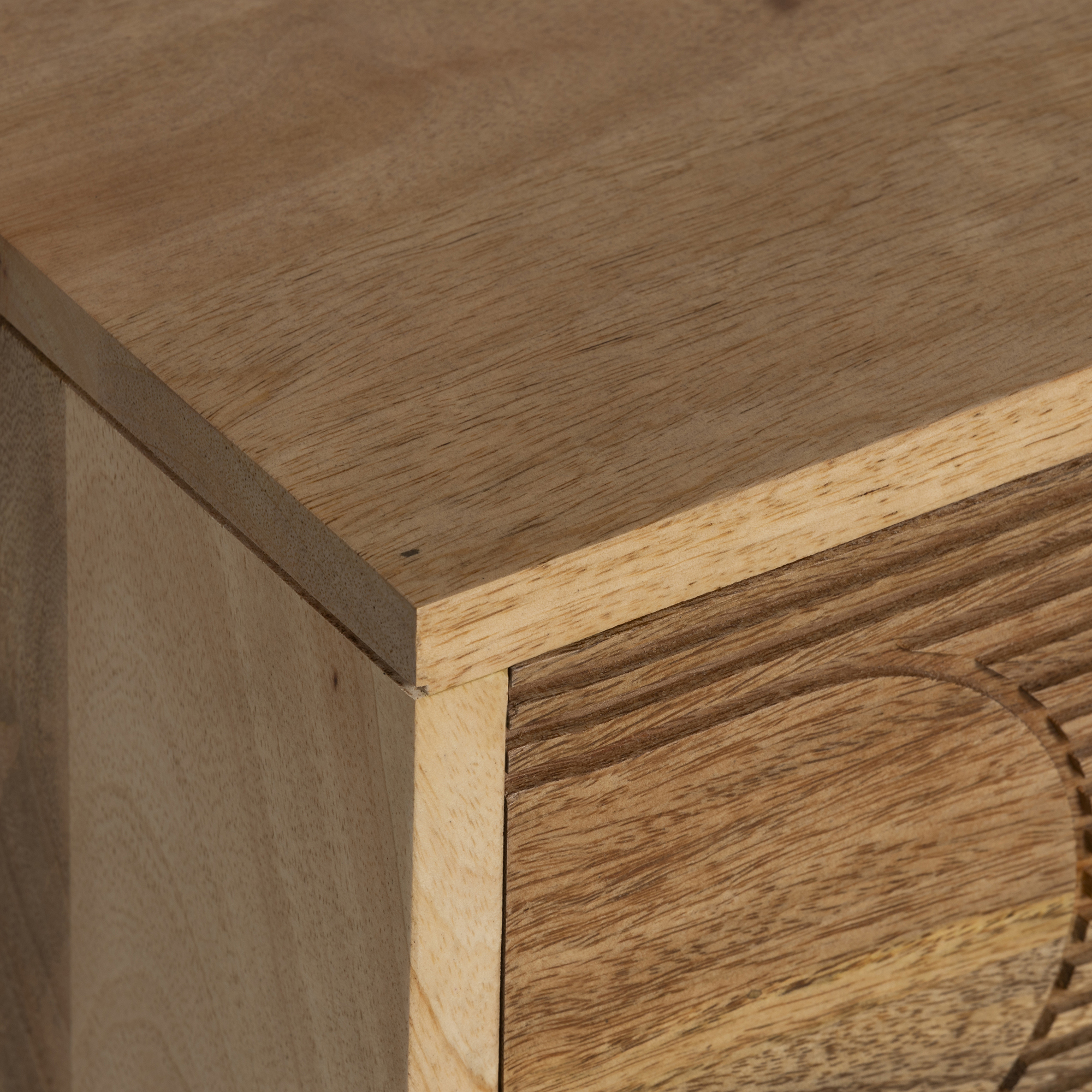 Zuberi Natural Mango Wood Bedside Table, Natural mango wood