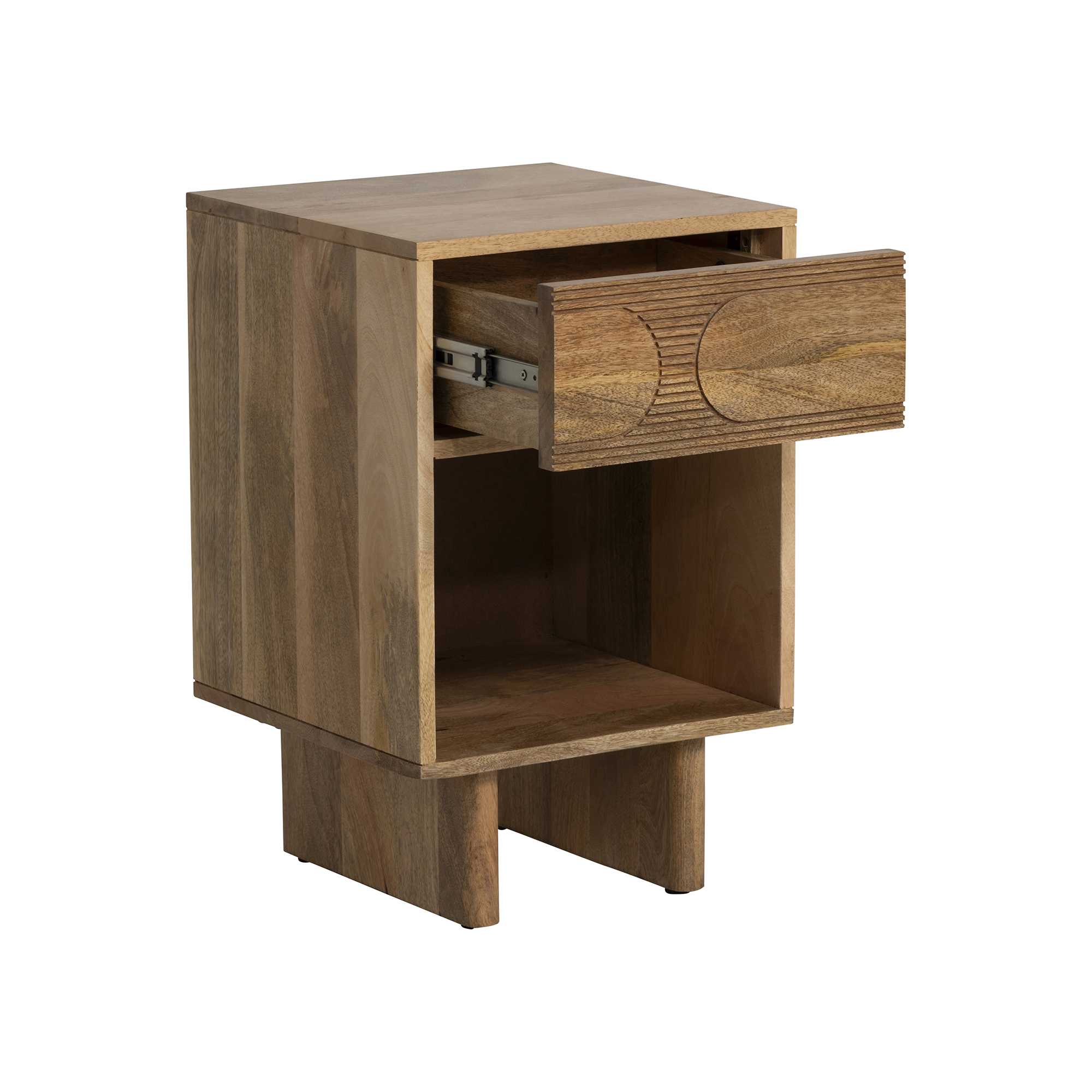 Zuberi Natural Mango Wood Bedside Table, Natural mango wood