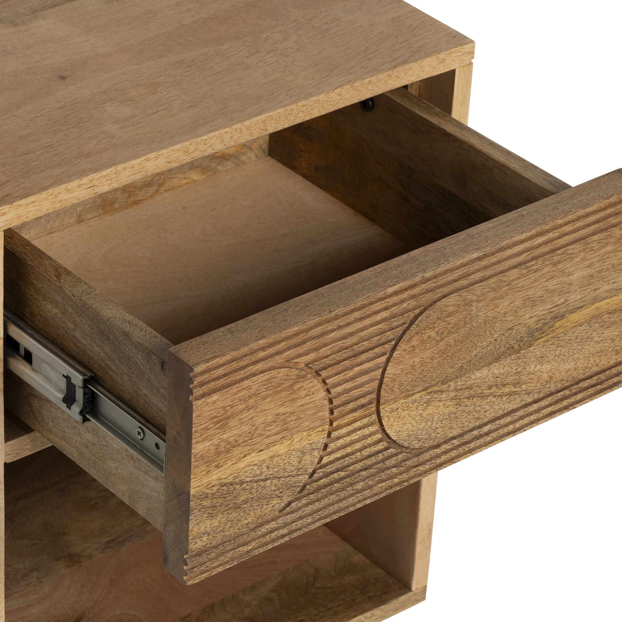 Zuberi Natural Mango Wood Bedside Table, Natural mango wood