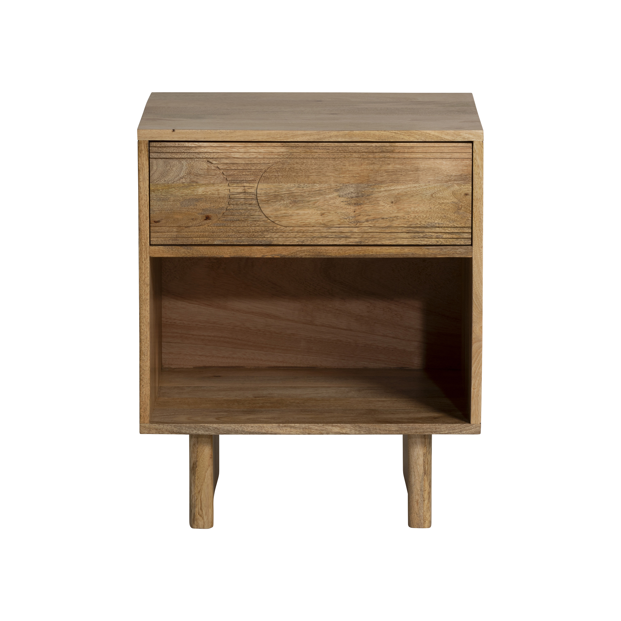 Zuberi Natural Mango Wood Wide Bedside Table, Natural Mango wood