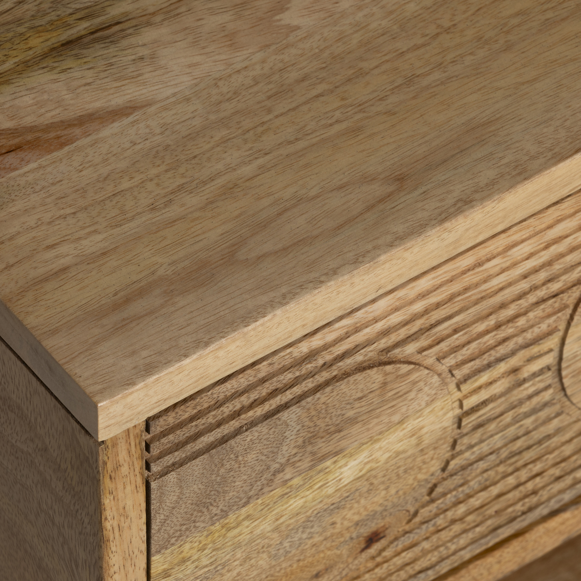 Zuberi Natural Mango Wood Wide Bedside Table, Natural Mango wood