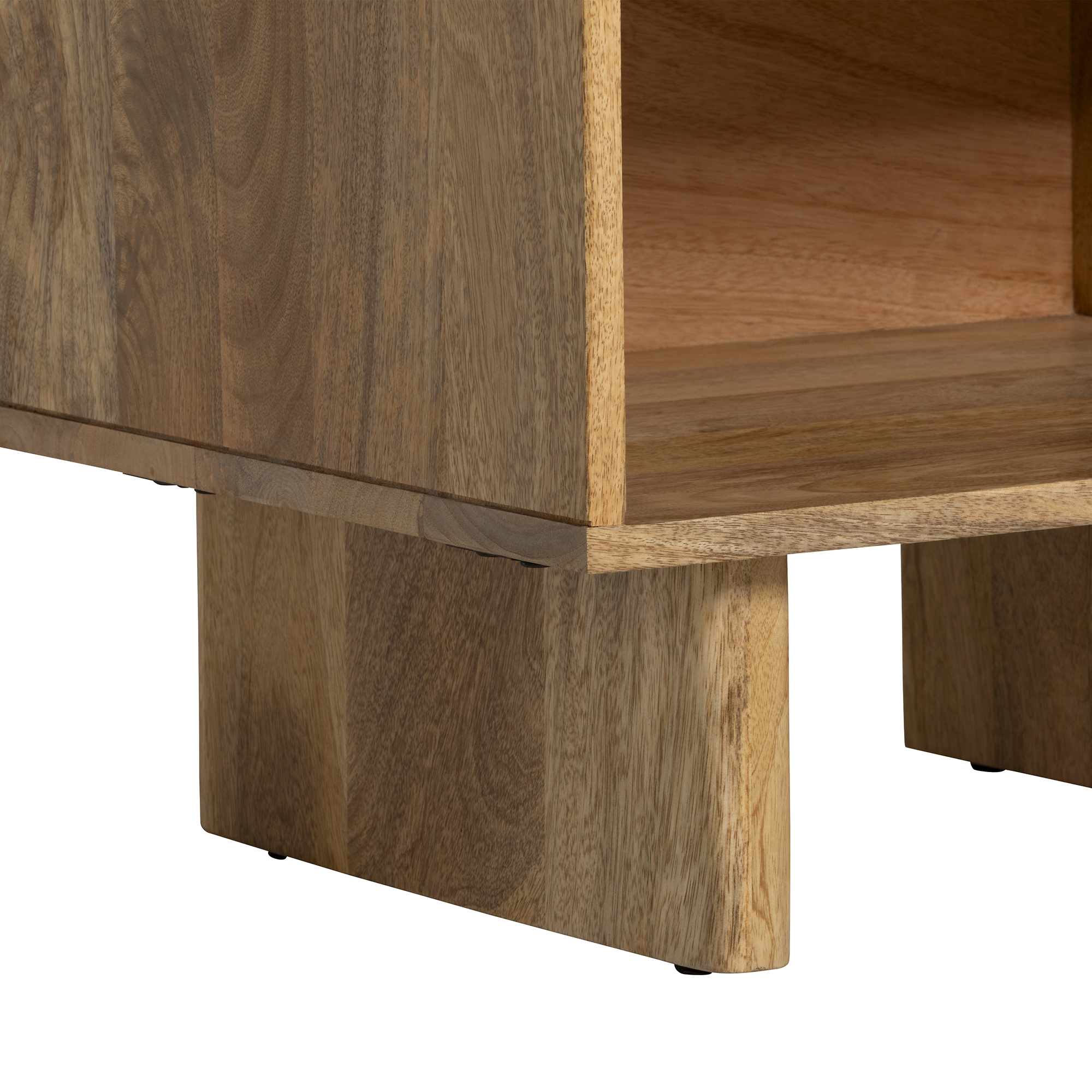 Zuberi Natural Mango Wood Wide Bedside Table, Natural Mango wood