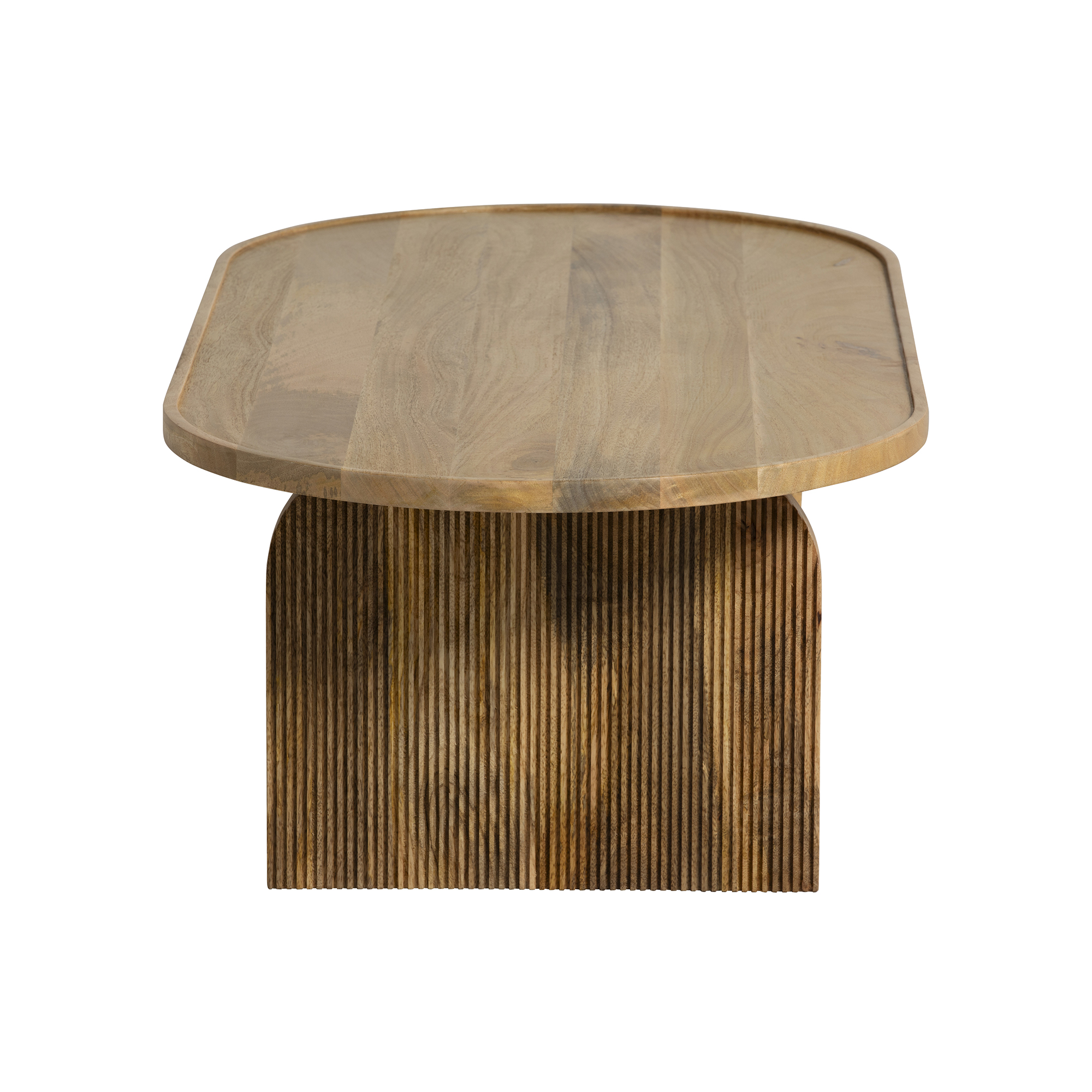 Zuberi Natural Mango Wood Curved Coffee Table, Natural Mango Wood