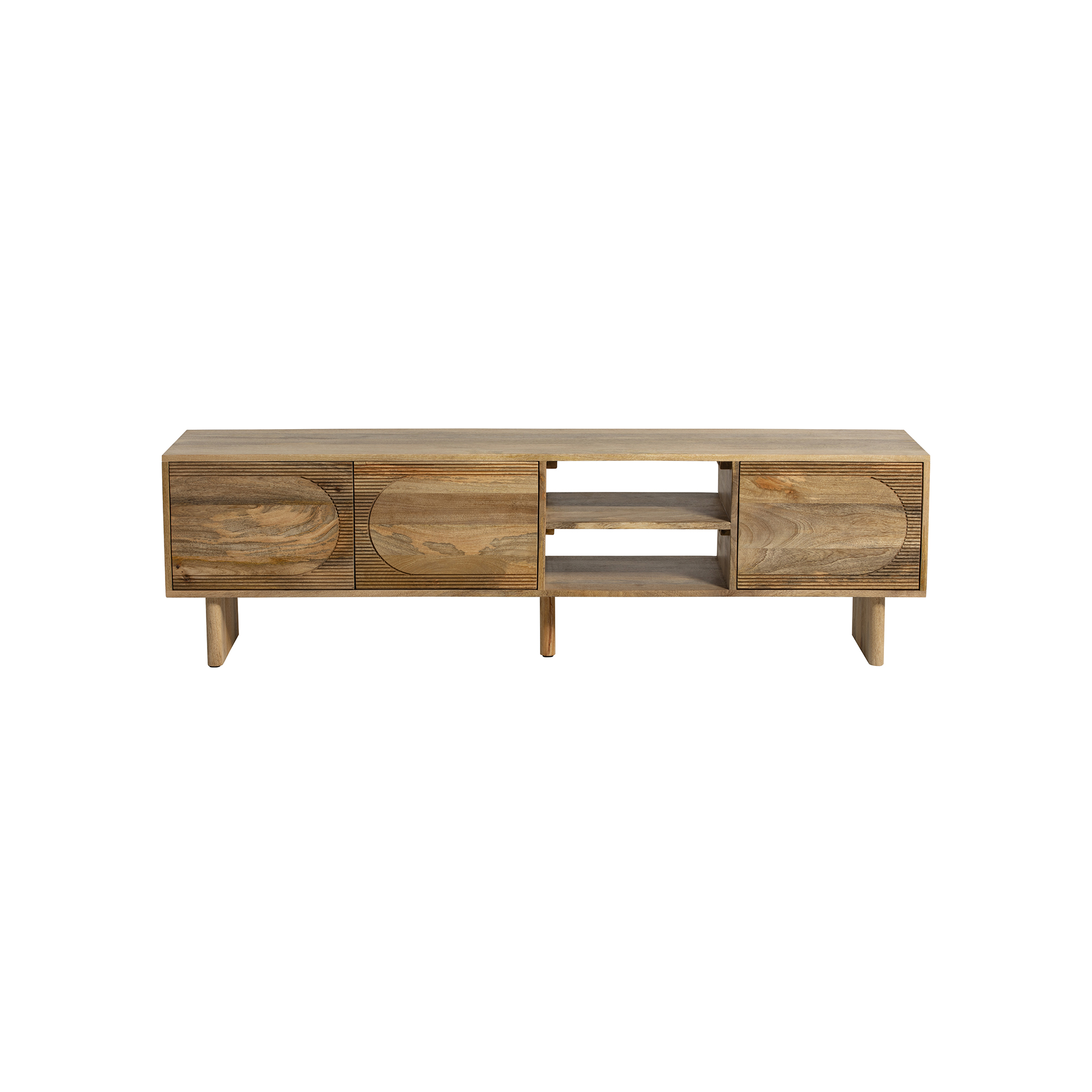 Zuberi Natural Mango Wood Patterned TV Unit, 175cm, Natural Mango Wood