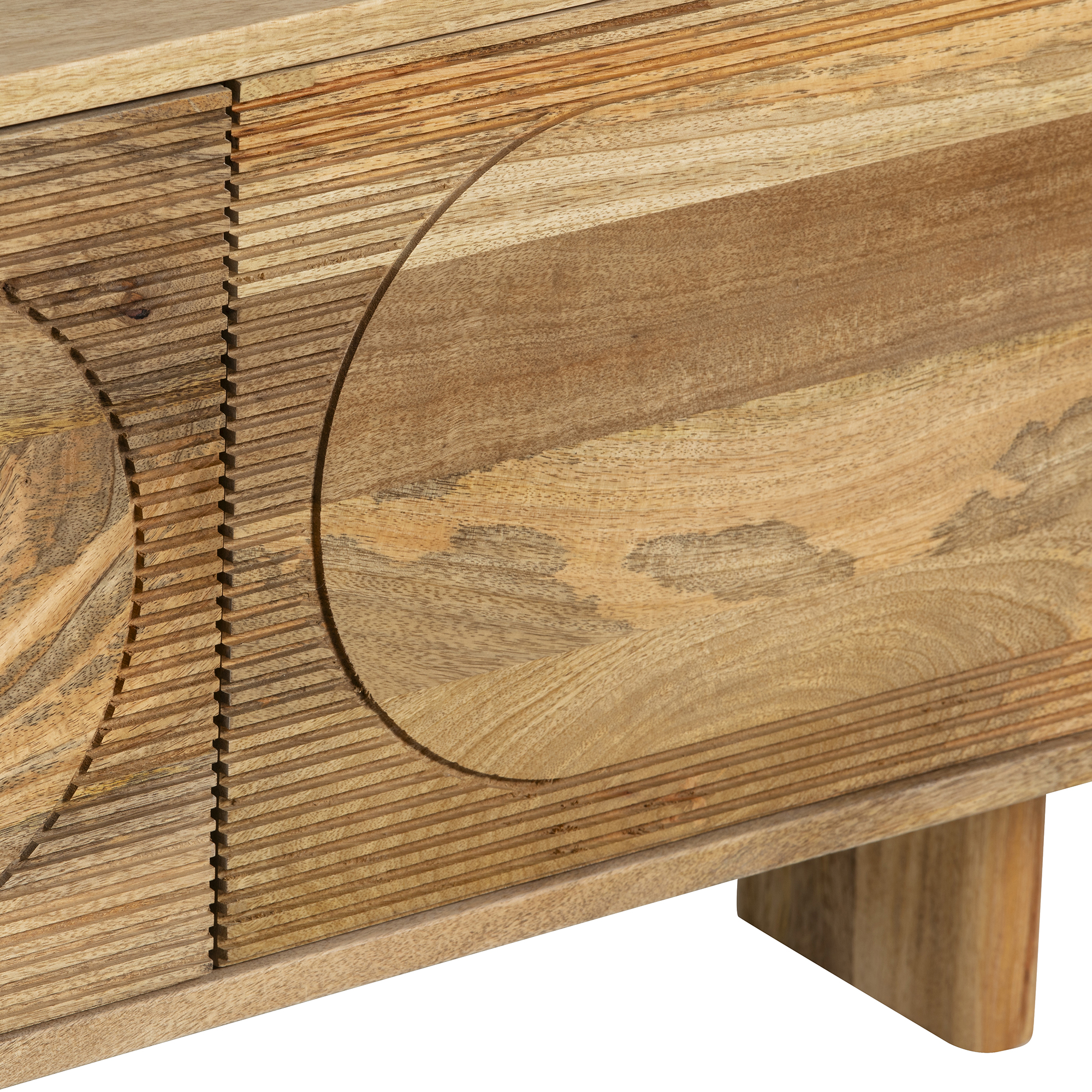 Zuberi Natural Mango Wood Patterned TV Unit, 175cm, Natural Mango Wood