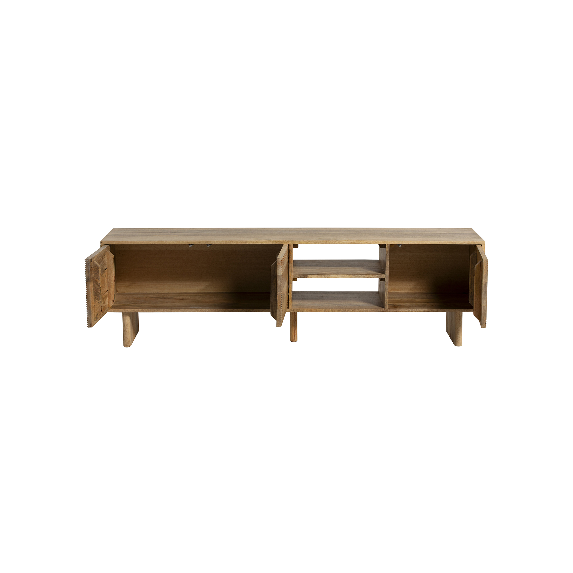 Zuberi Natural Mango Wood Patterned TV Unit, 175cm, Natural Mango Wood