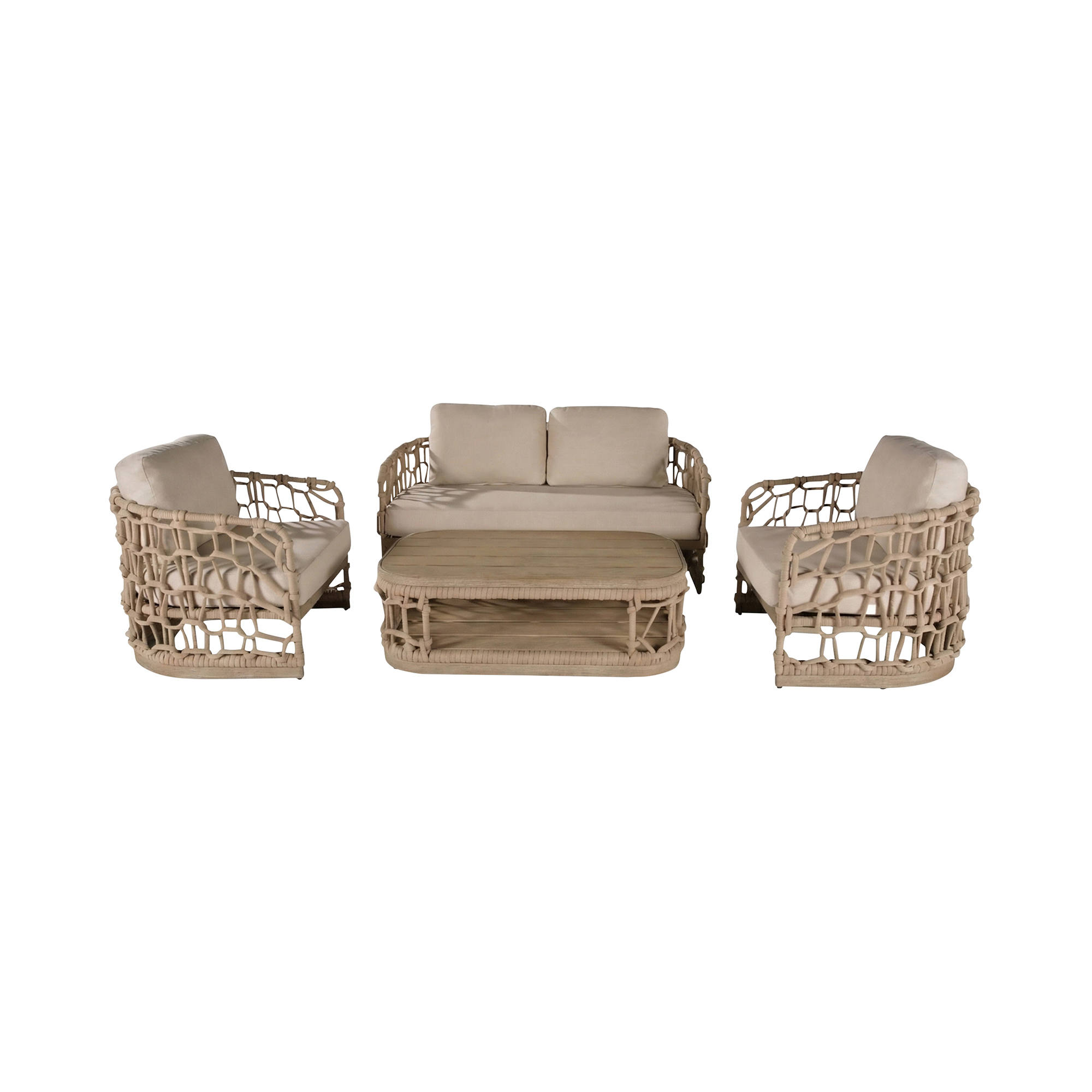 Trezzone Eucalyptus Wood 4 Seater Garden Lounge Set
