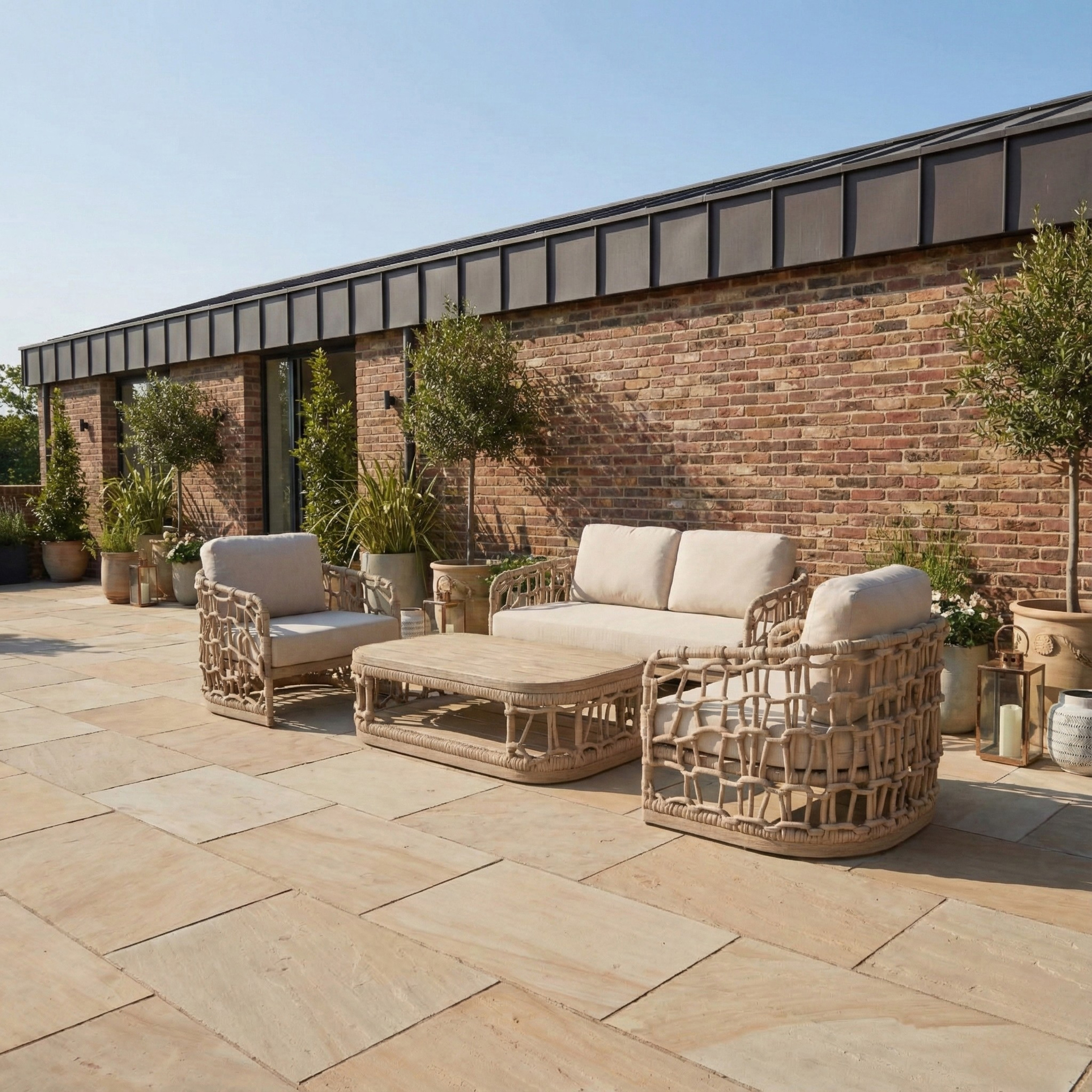 Trezzone Eucalyptus Wood 4 Seater Garden Lounge Set