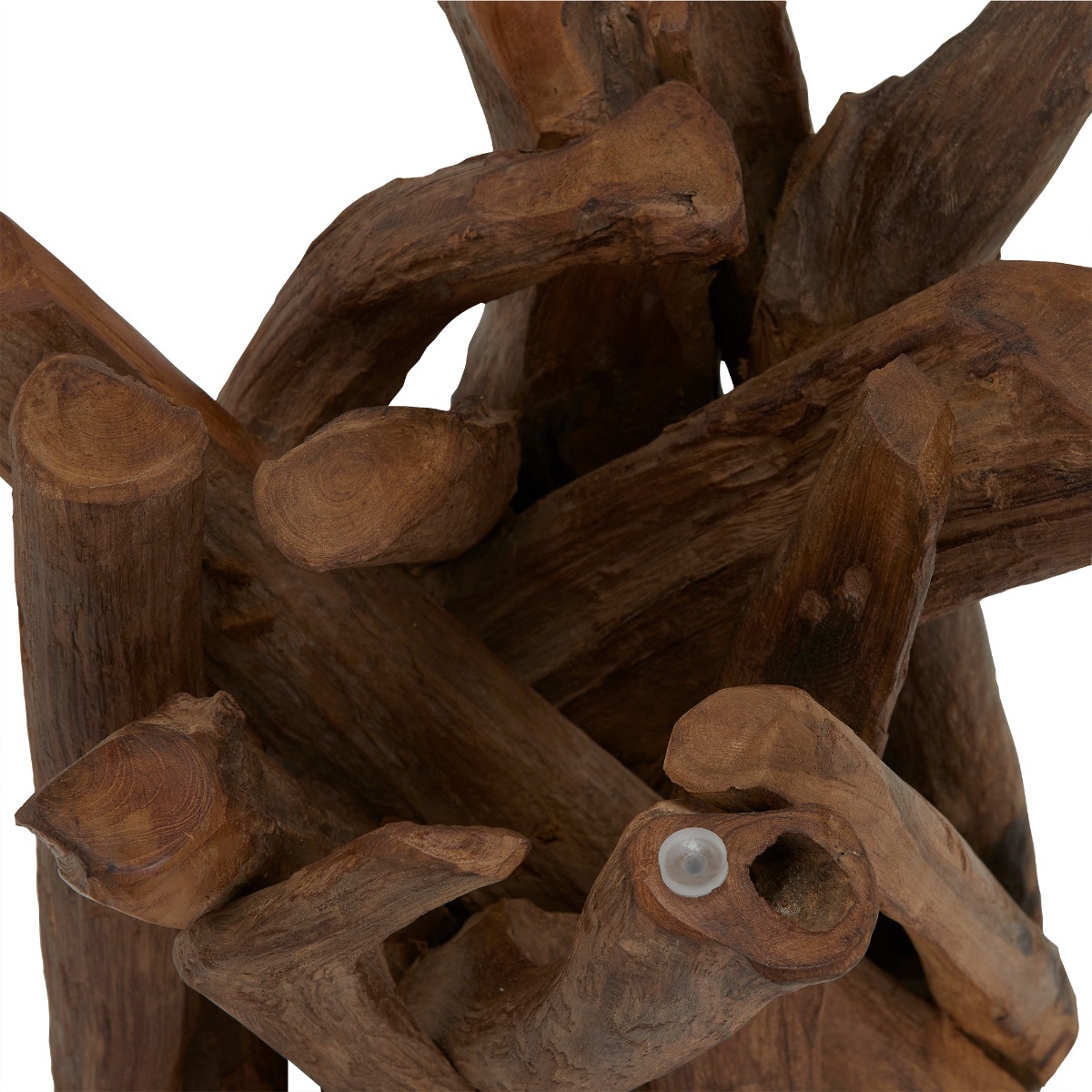 Whinfell Round Lamp Table - Reclaimed Teak Root Glass and Light Wax