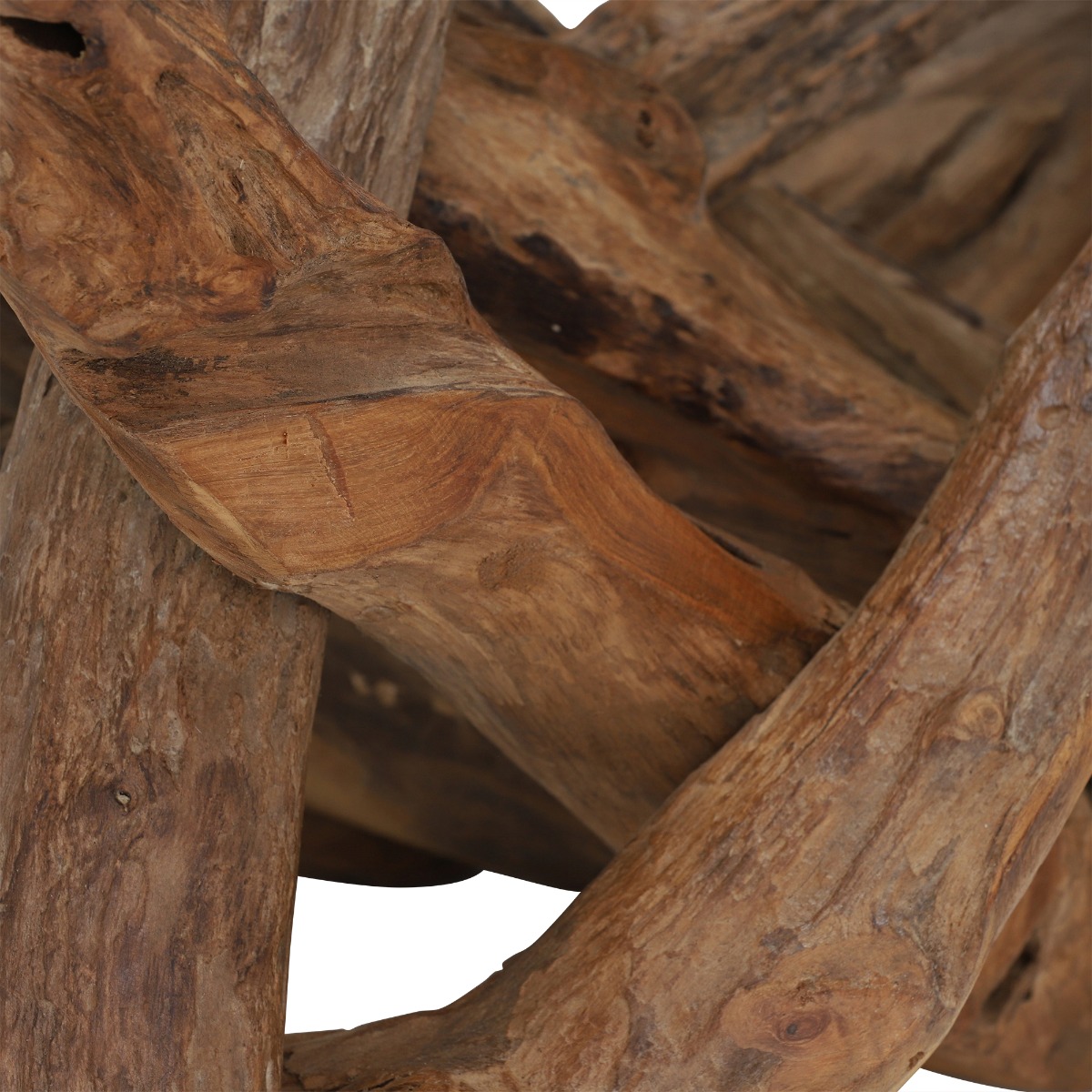 Whinfell Rectangular Coffee Table - Reclaimed Teak Root Glass and Light Wax