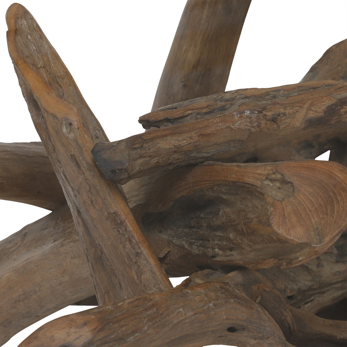 Whinfell Rectangular Coffee Table - Reclaimed Teak Root Glass and Light Wax