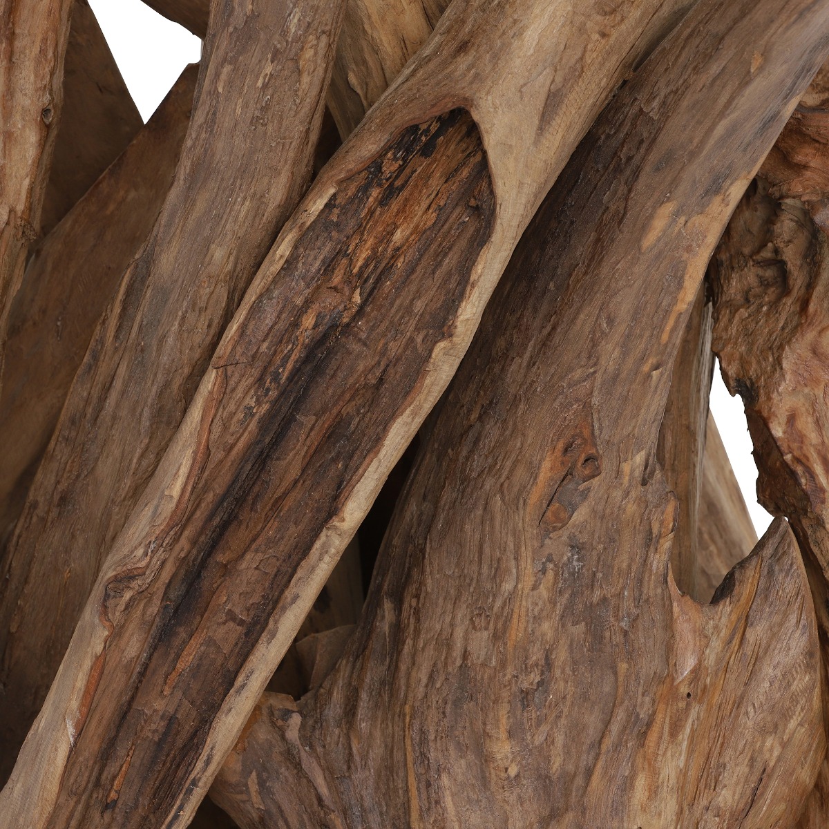 Whinfell Round Glass Top and Teak Root Wood Base 130cm Dining Table