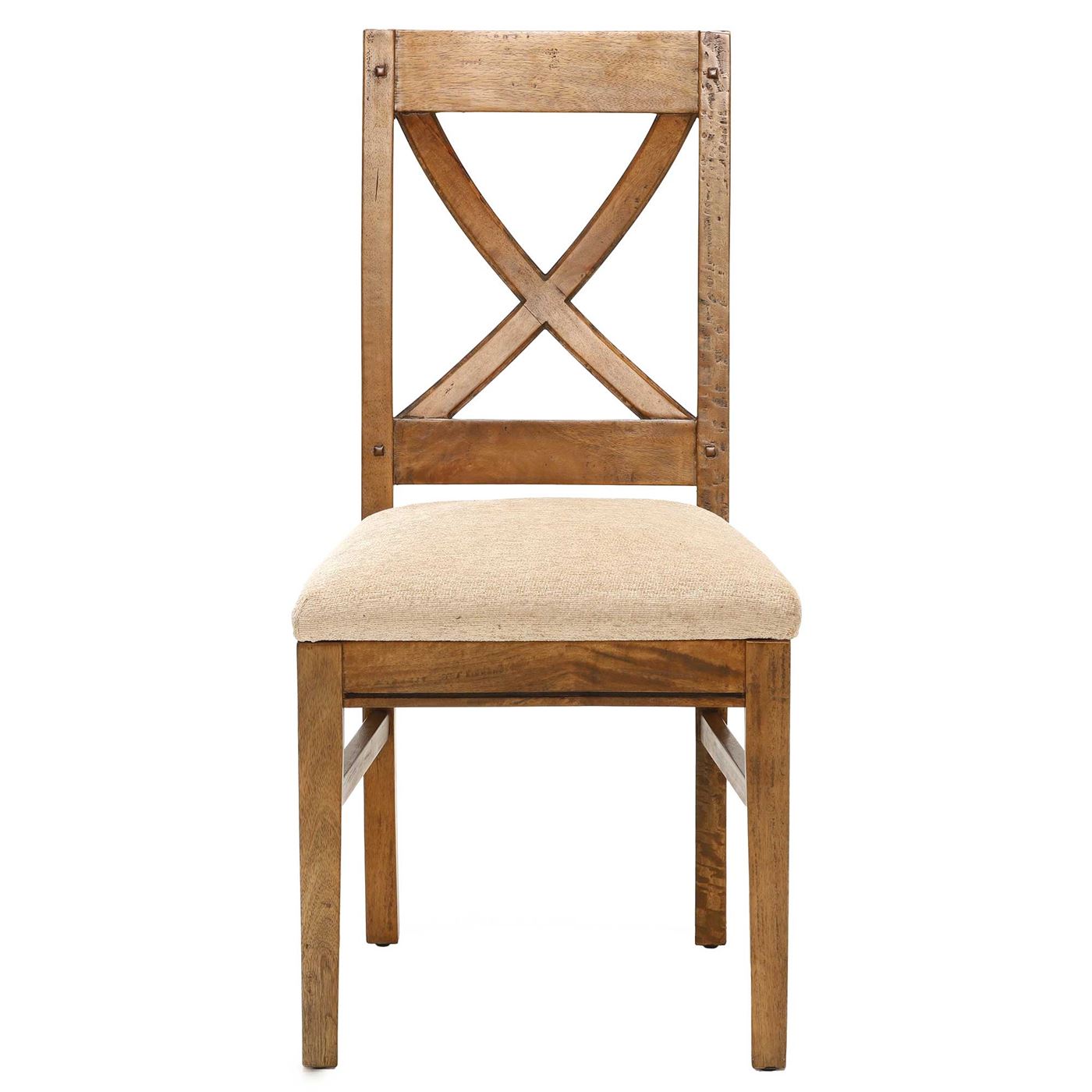 New Frontier Sustainable Brown Wood Dining Chair With Fabric Seat, Mango Finish