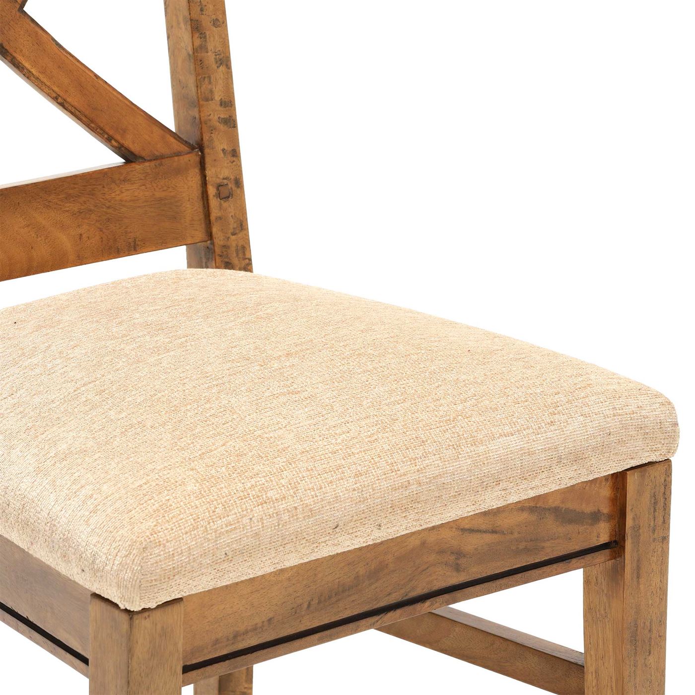 New Frontier Sustainable Brown Wood Dining Chair With Fabric Seat, Mango Finish