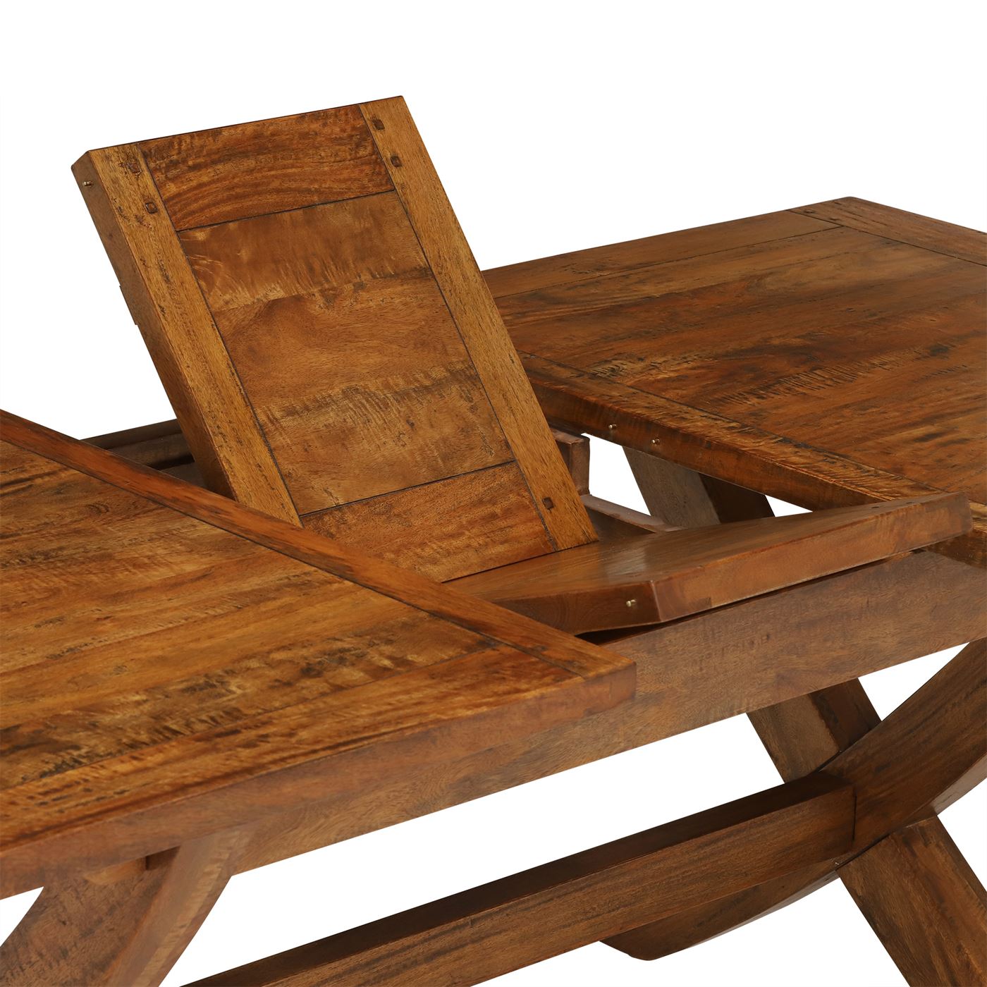 New Frontier 170-210cm Rustic Mango Wood Extending Dining Table, Seats 4-6, Mango Finish