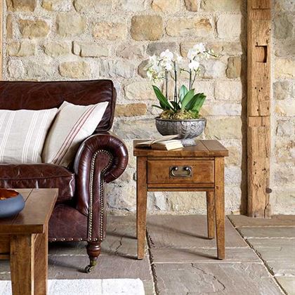 New Frontier Wood Lamp Table, Mango Finish